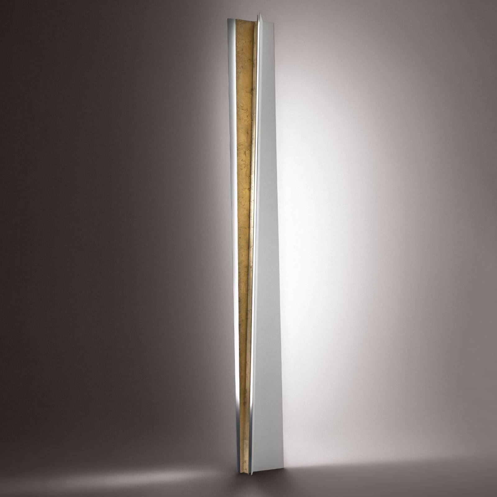 ICONE Gold leaf - Reverse floor lamp, for Living / Dining Room, aluminium, gold leaf, energy efficiency: A+, H: 182 cm