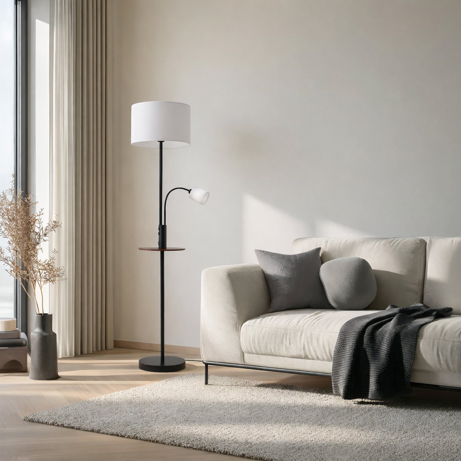 Aovan Floor Lamp USB Black - Lindby