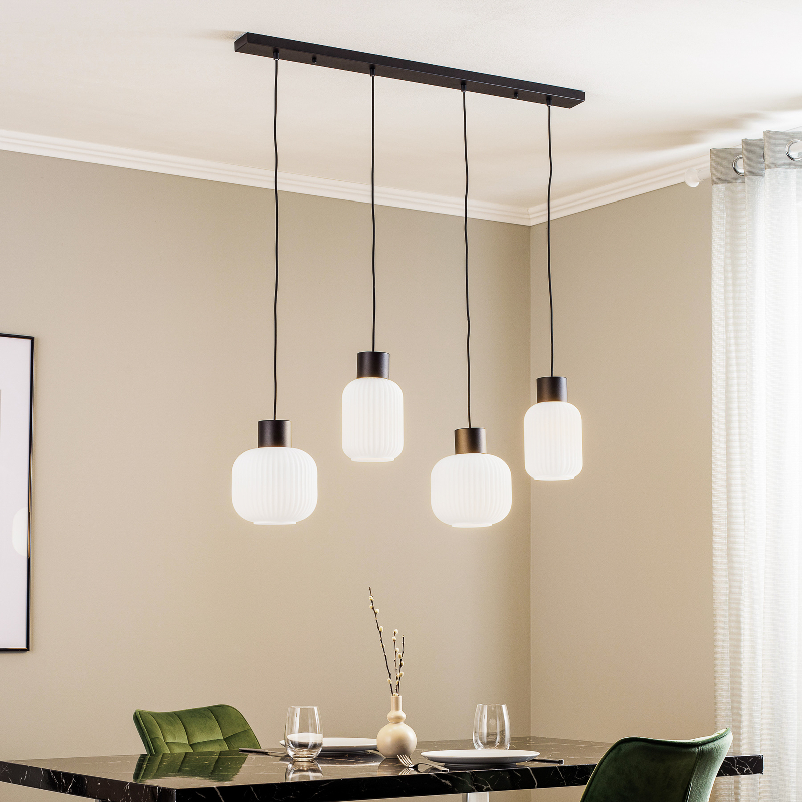 Lucande Lomeris hanglamp, 4-lamps, wit