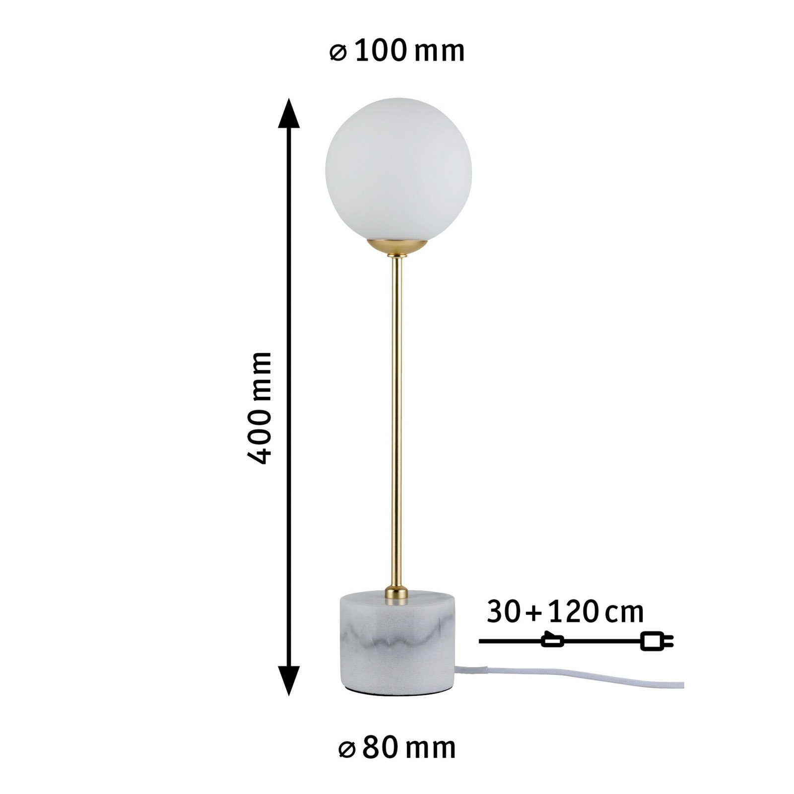 Moa Lampada da Tavolo Bianco/Gold/Marble - Paulmann