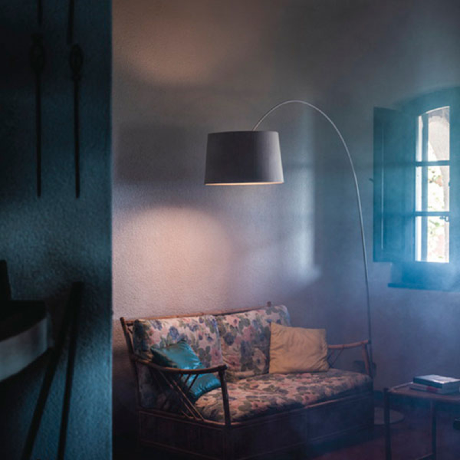FOSCARINI Foscarini Twiggi Wood LED floor lamp greige, for Living / Dining Room, maple wood, fibreglass coated, plastic, aluminium, 37 W, energy efficiency: A+, H: 256 cm