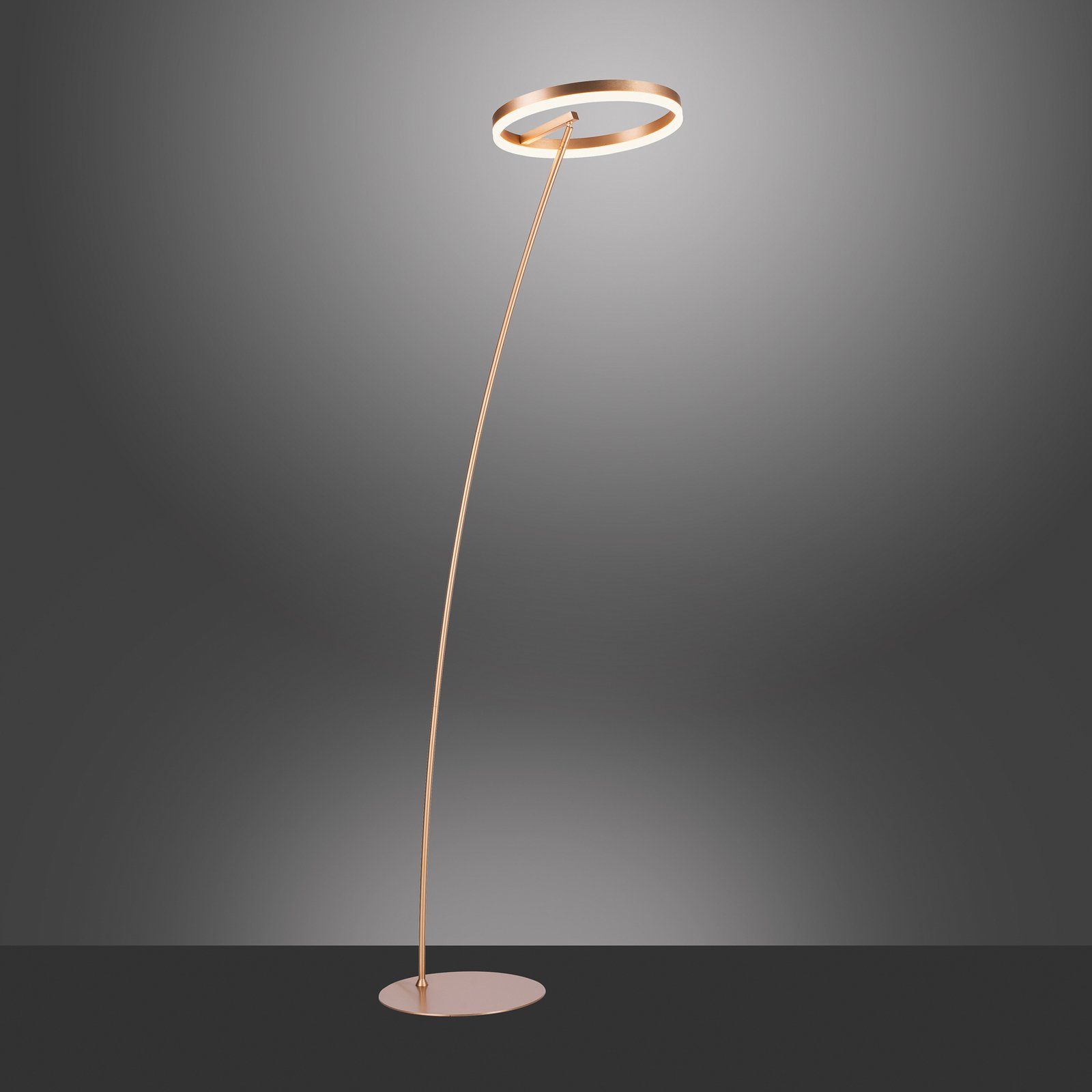 Titus LED floor lamp, dimmable, matt brass
