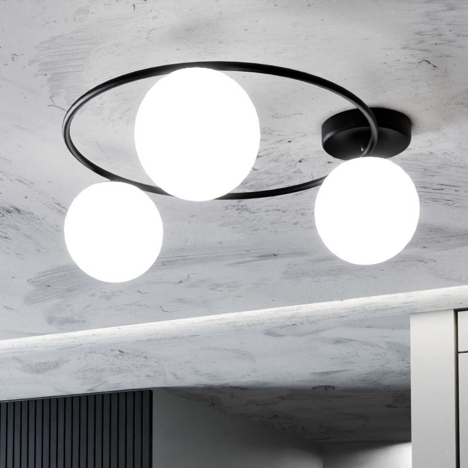 EMIBIG LIGHTING Plafonieră Sopra alb opal/negru sticlă E14 - Camera de zi / sufragerie - Modern - alb opal negru