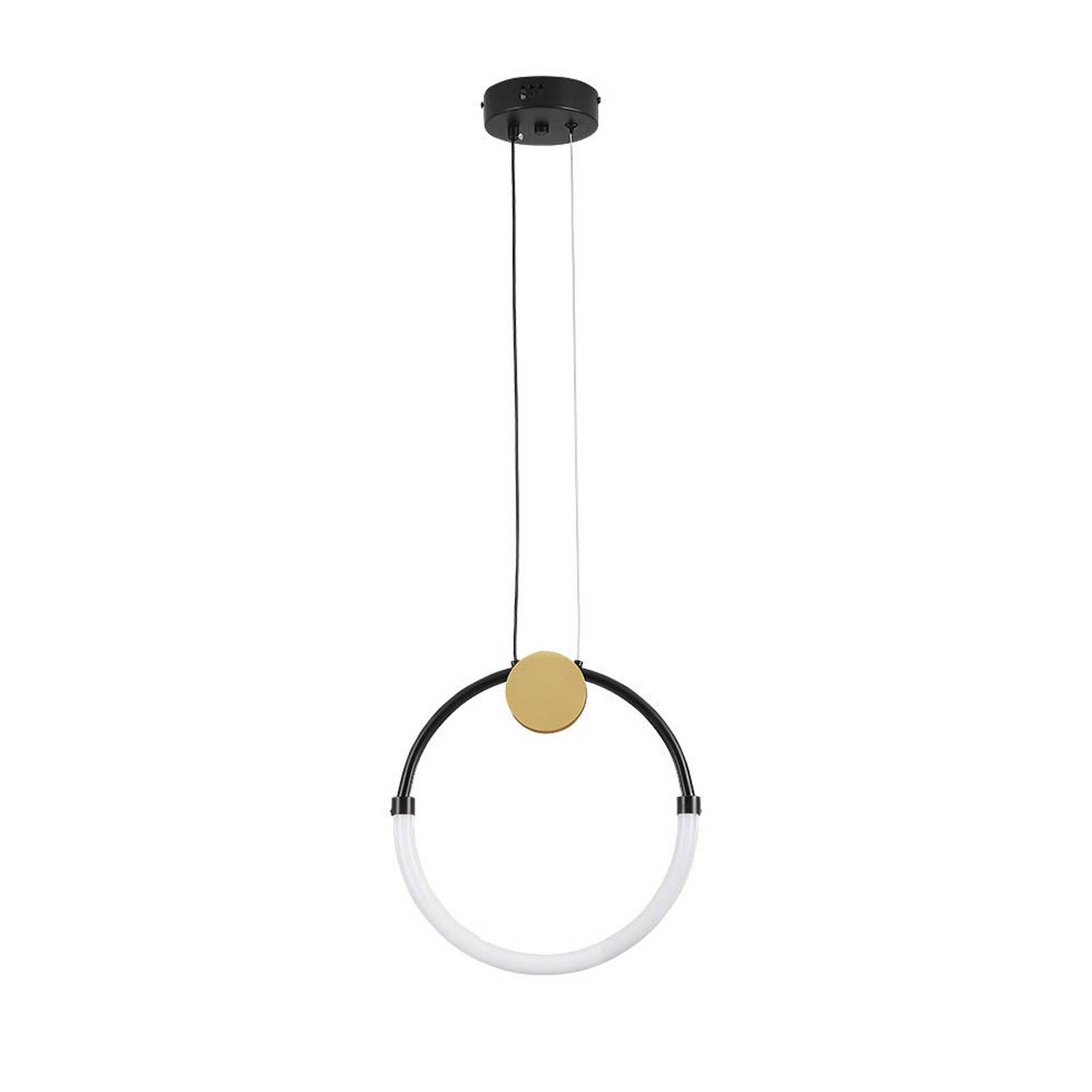 LED-Hängelampe Briana, Ø 30 cm, schwarz/goldfarben, Metall