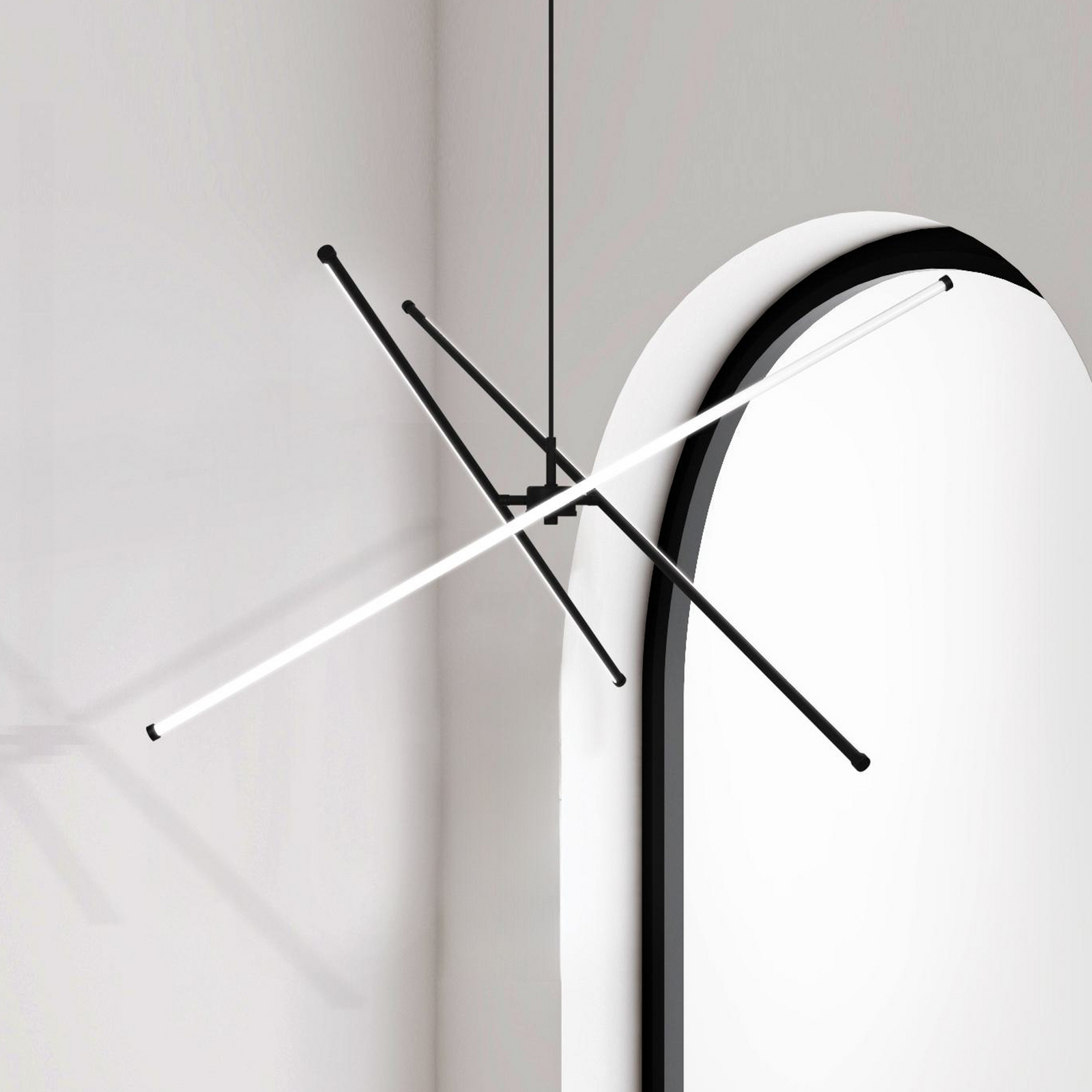 LED-Pendellampe Sandy, Länge 90 cm, schwarz, Metall