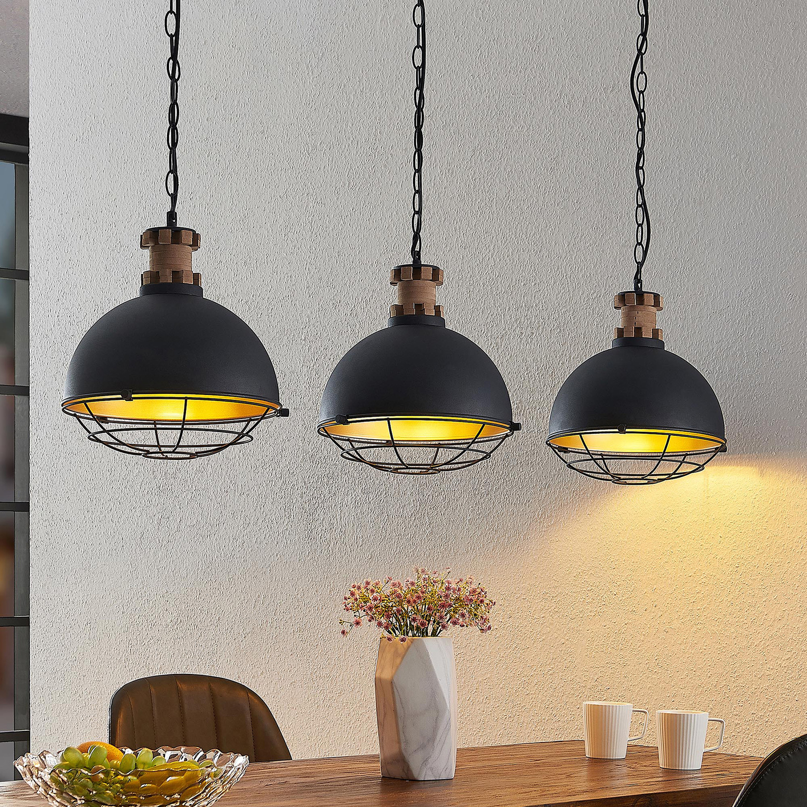 Lindby Swantja suspension, cage, à 3 lampes