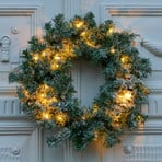 Anton LED wreath with Timer, green with snow decoration