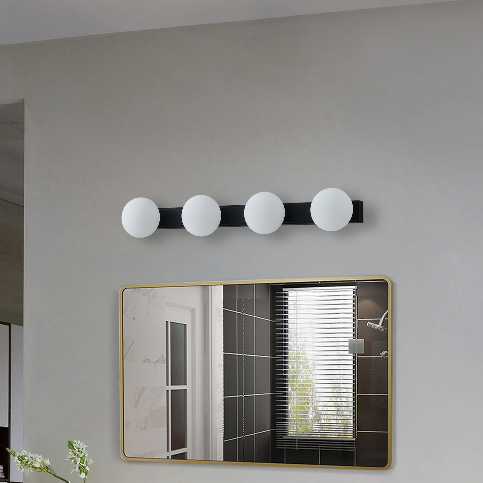 Applique LED per il bagno Myrra, nero, vetro, 60 cm, IP44