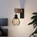 Townshend sieninis šviestuvas, 14 cm pločio, juodas/ ąžuolinis