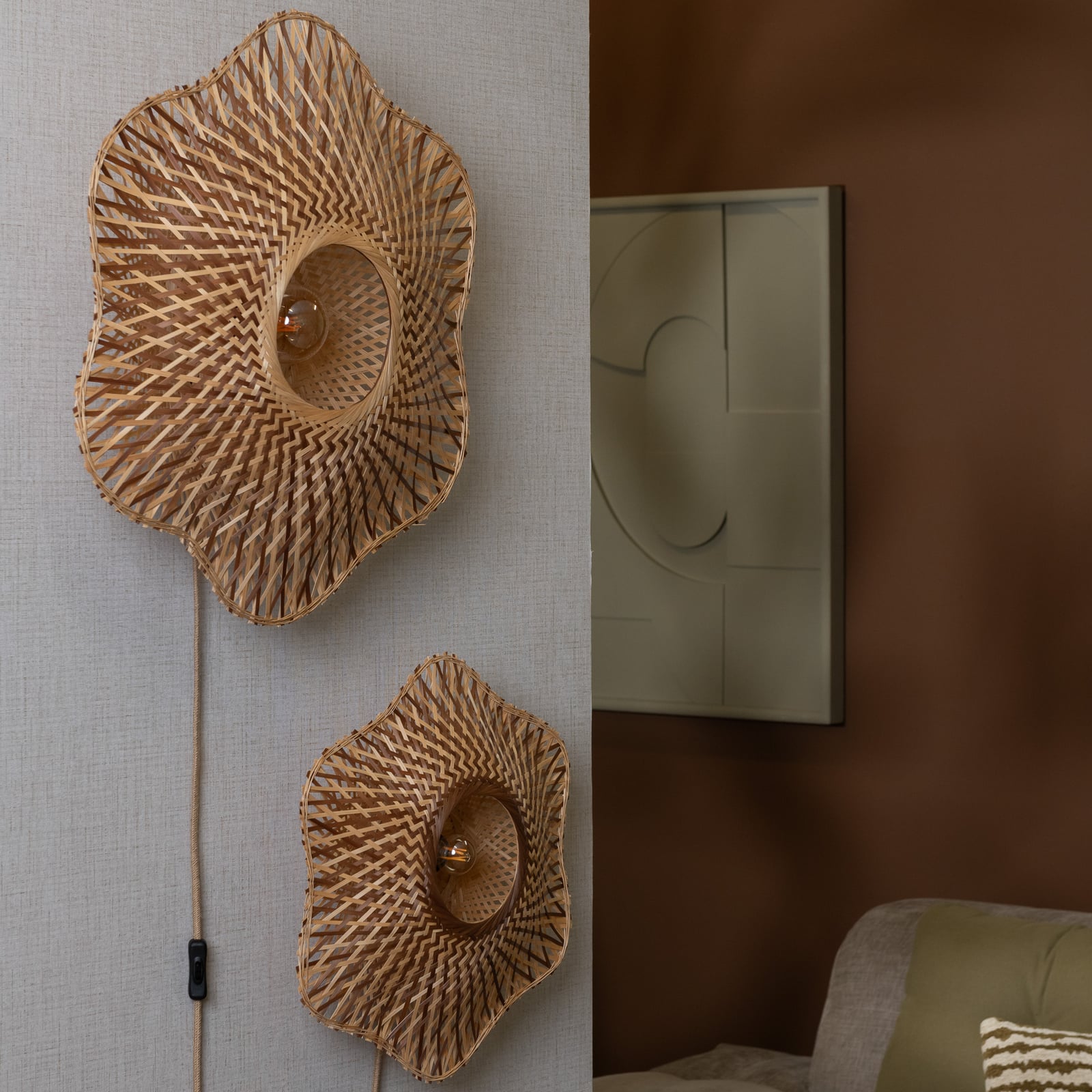 GOOD & MOJO Applique murale Madura, Ø 60 cm, naturel/marron, prise