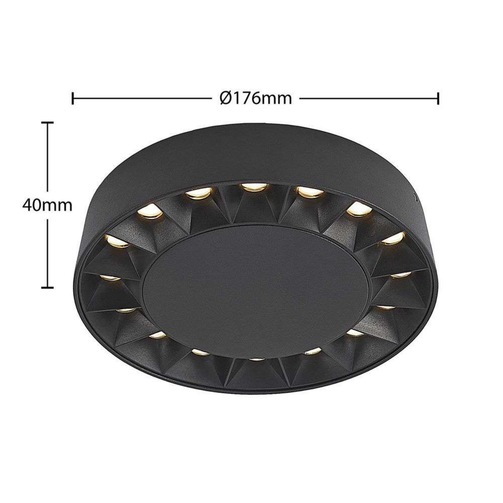 Kelissa LED Round Plafonieră de Exterior IP65 Black - Lucande