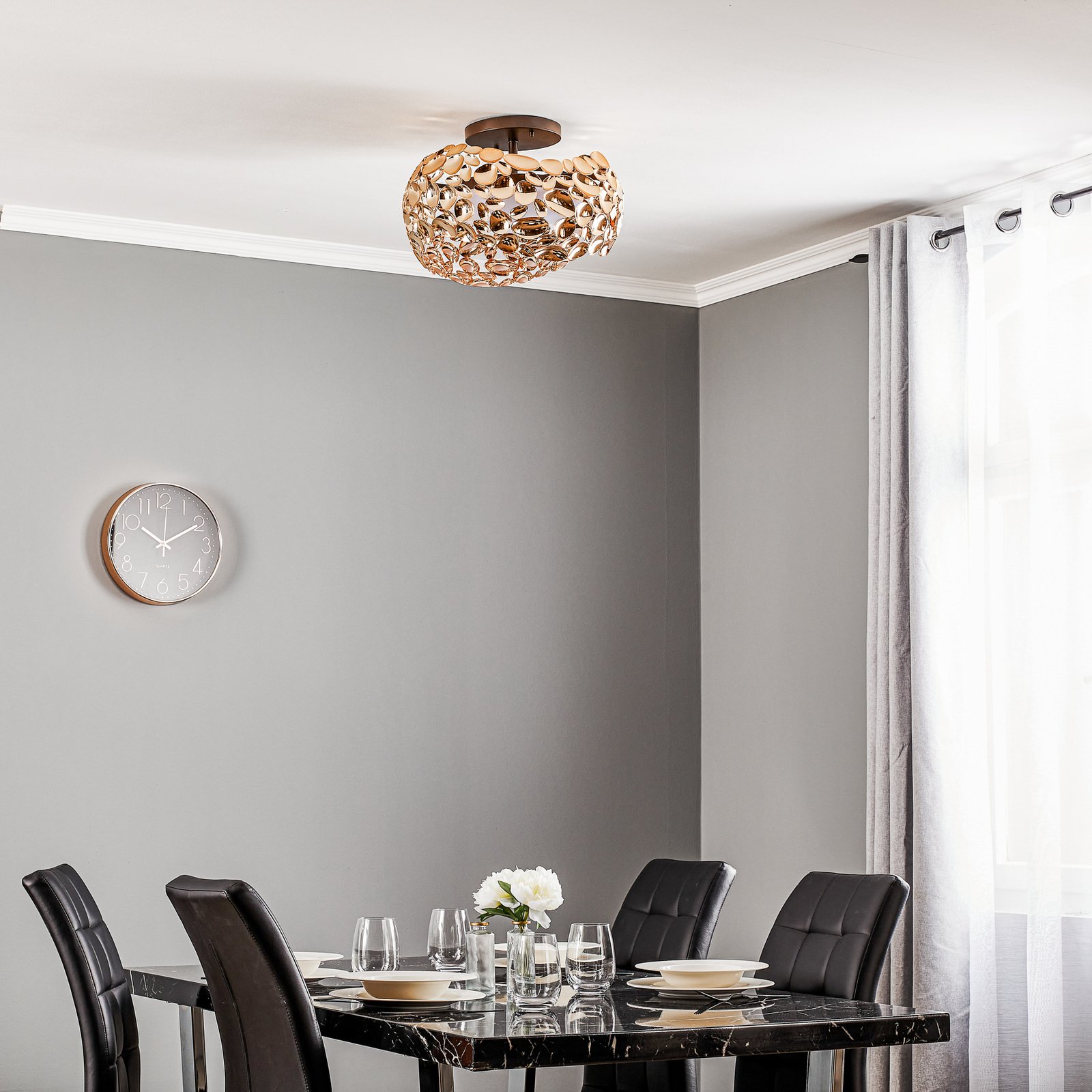 Narisa LED ceiling light, Ø 46 cm, rose gold
