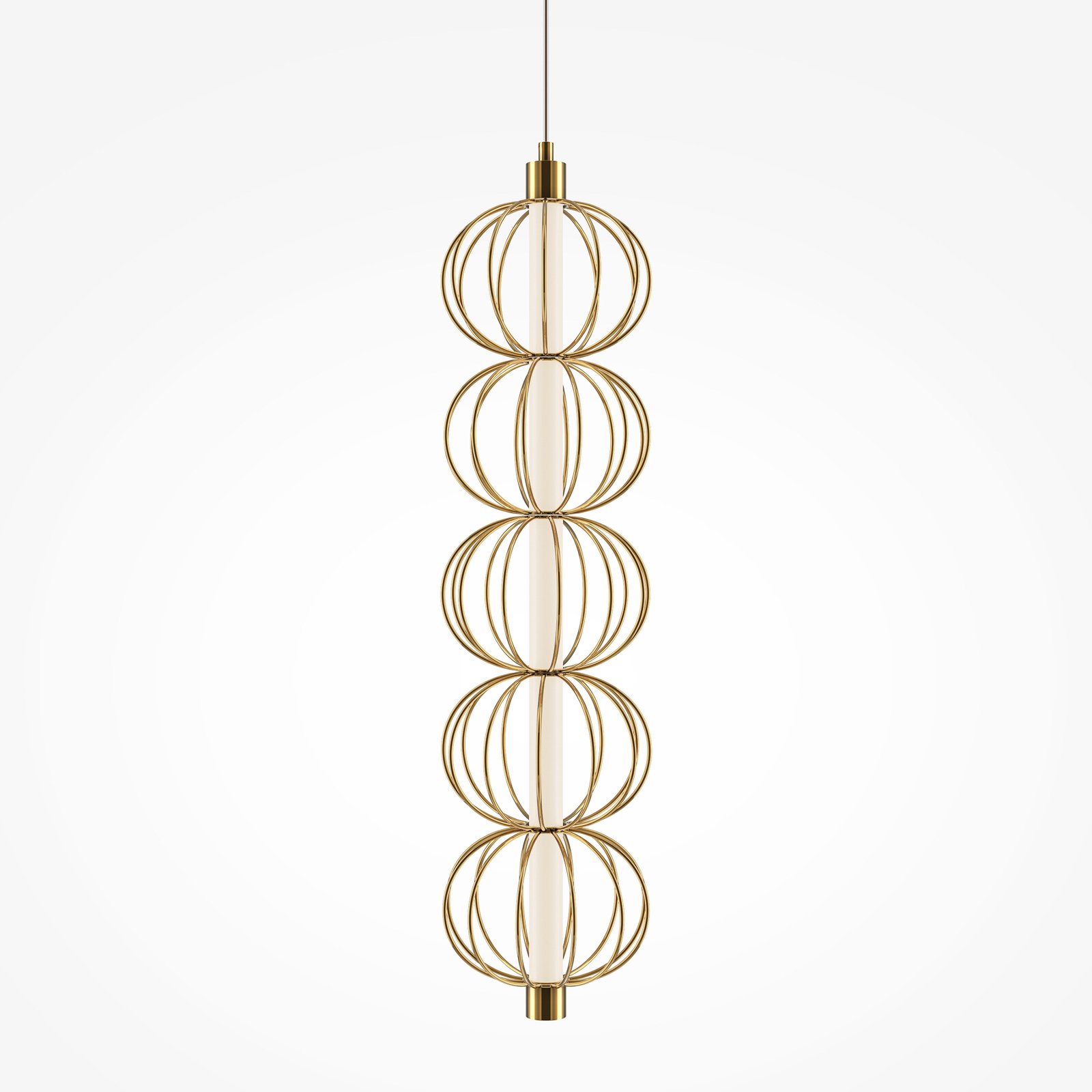 Maytoni Golden Cage LED pendant light, vertical, Ø 13.9 cm