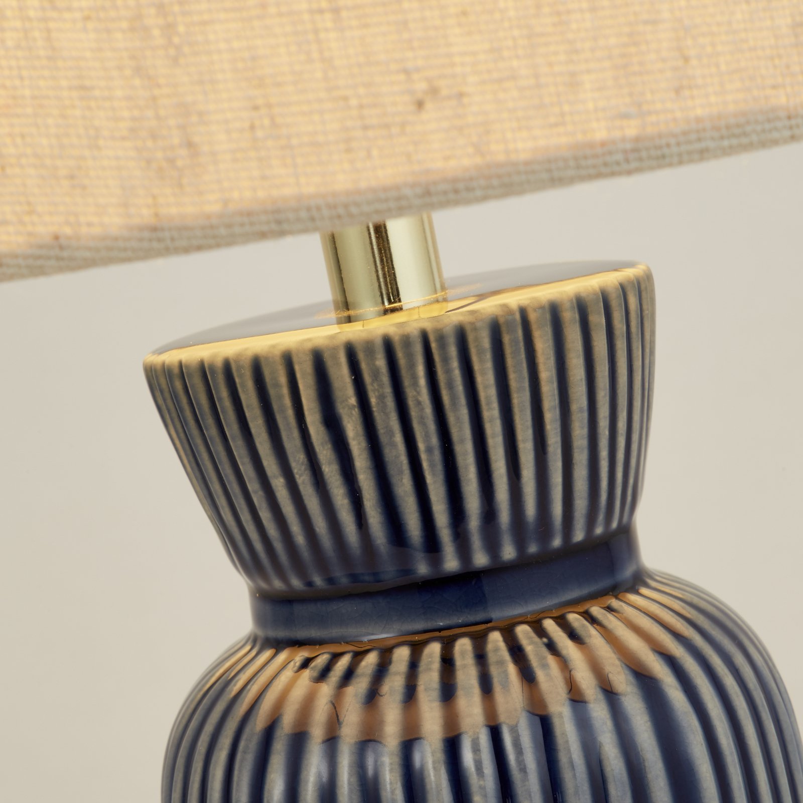 Jeshua table lamp, blue/white, ceramic/textile, 39 cm, E24