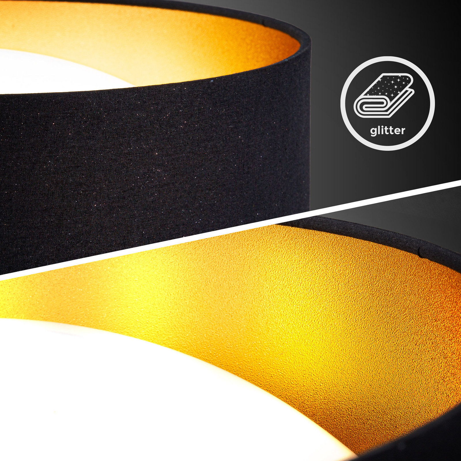 LED plafondlamp Kari, zwart/goud, textiel, 4.000 K LED plafondlamp Kari, zwart/goud, textiel, 4.000 K