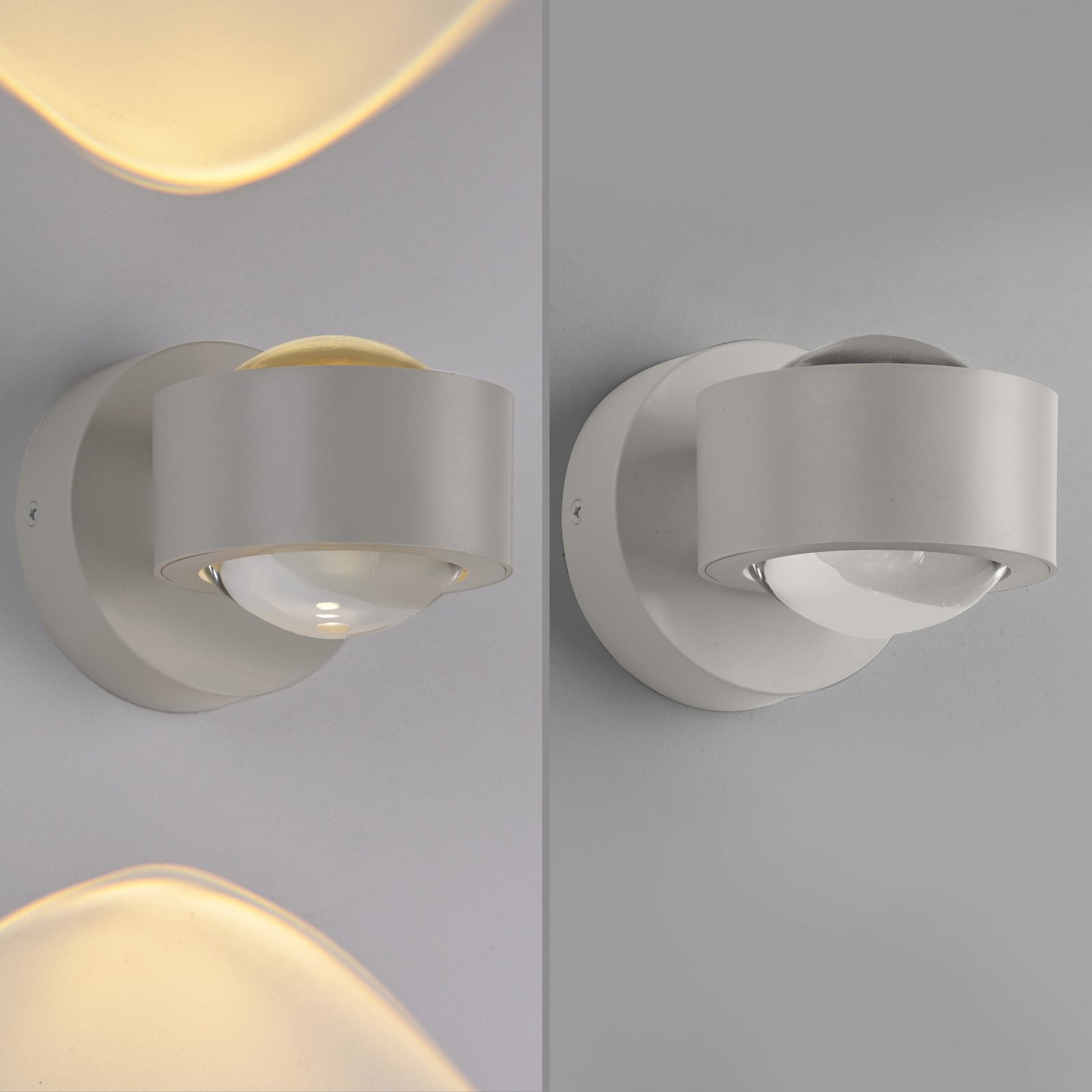 JUST LIGHT. LED wandlamp op accu Chia, zand, ijzer, 3.000 K
