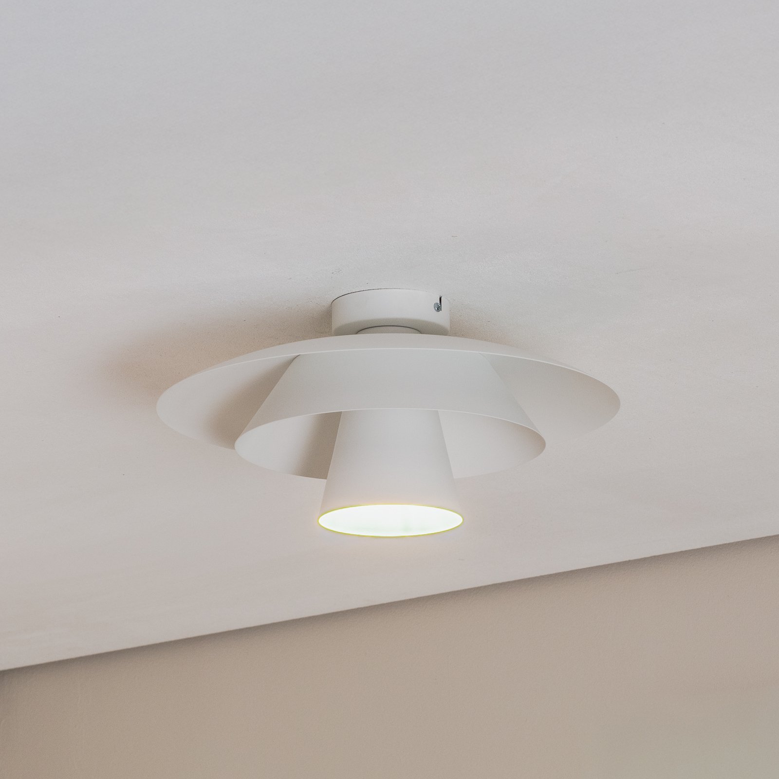 Plato ceiling light, white, metal, Ø 38 cm, E27