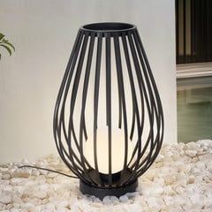 Lucande lámpara de terraza Marrin, negro, metal, Ø 46cm