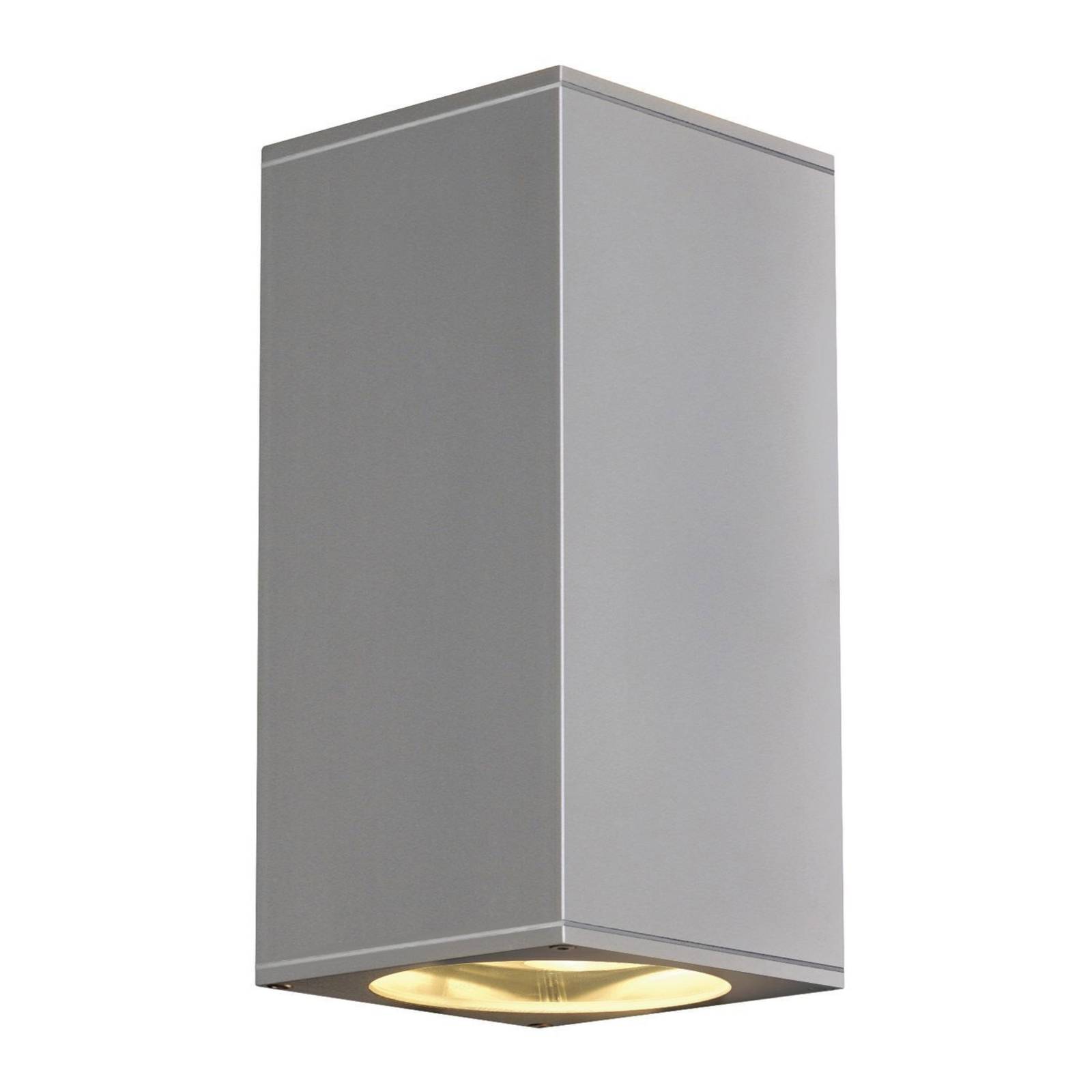 SLV Big Theo outdoor wall lamp, 2-bulb, grey, aluminium, glass, GU10, 75 W, W: 13 cm, H: 27.5 cm