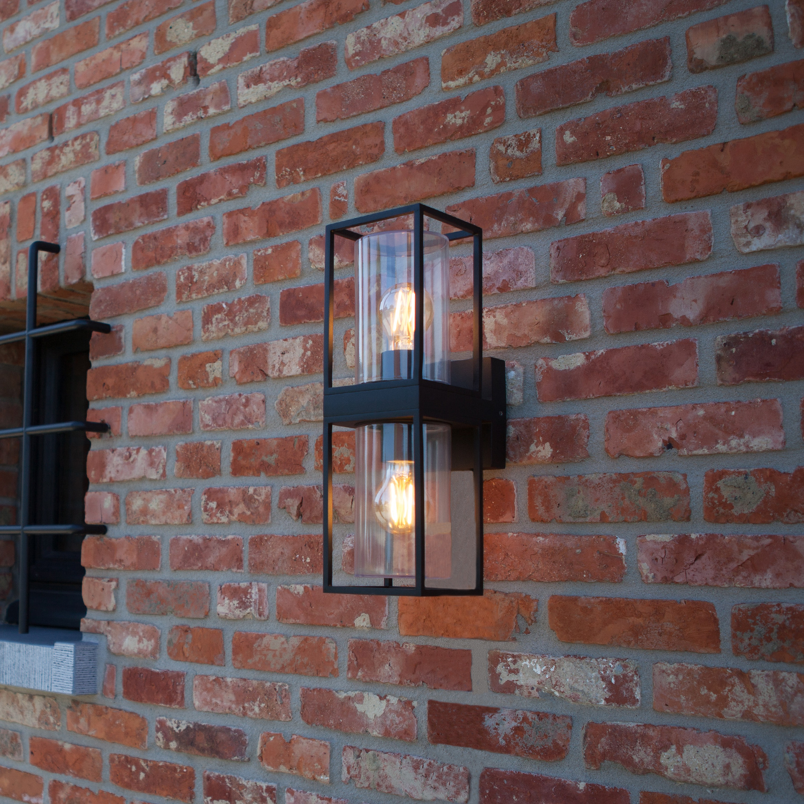 Eco-Light Flair outdoor wall light, two-bulb, aluminium, glass, E27, 40 W, energy efficiency: A++, W: 12 cm, H: 39.3 cm