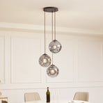 Lindby Valentina pendant light, E27, Ø 49 cm, smoke grey, glass