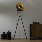Tripod floor lamp Lenn, black and gold