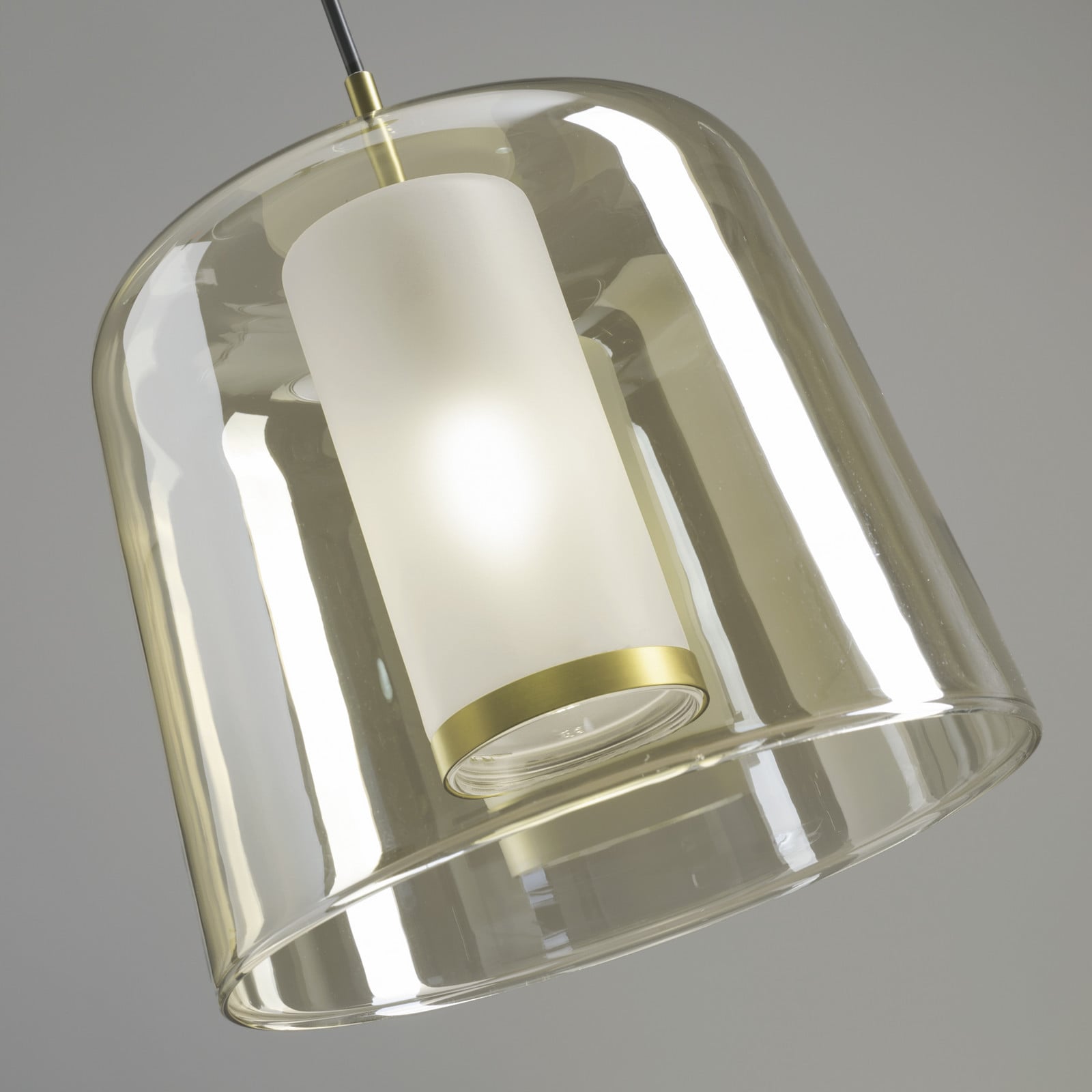 miloox by Sforzin Frida suspendată abajur dublu sticlă exterio nisip - Camera de zi / sufragerie - design - nisip transparent auriu periat - Metal