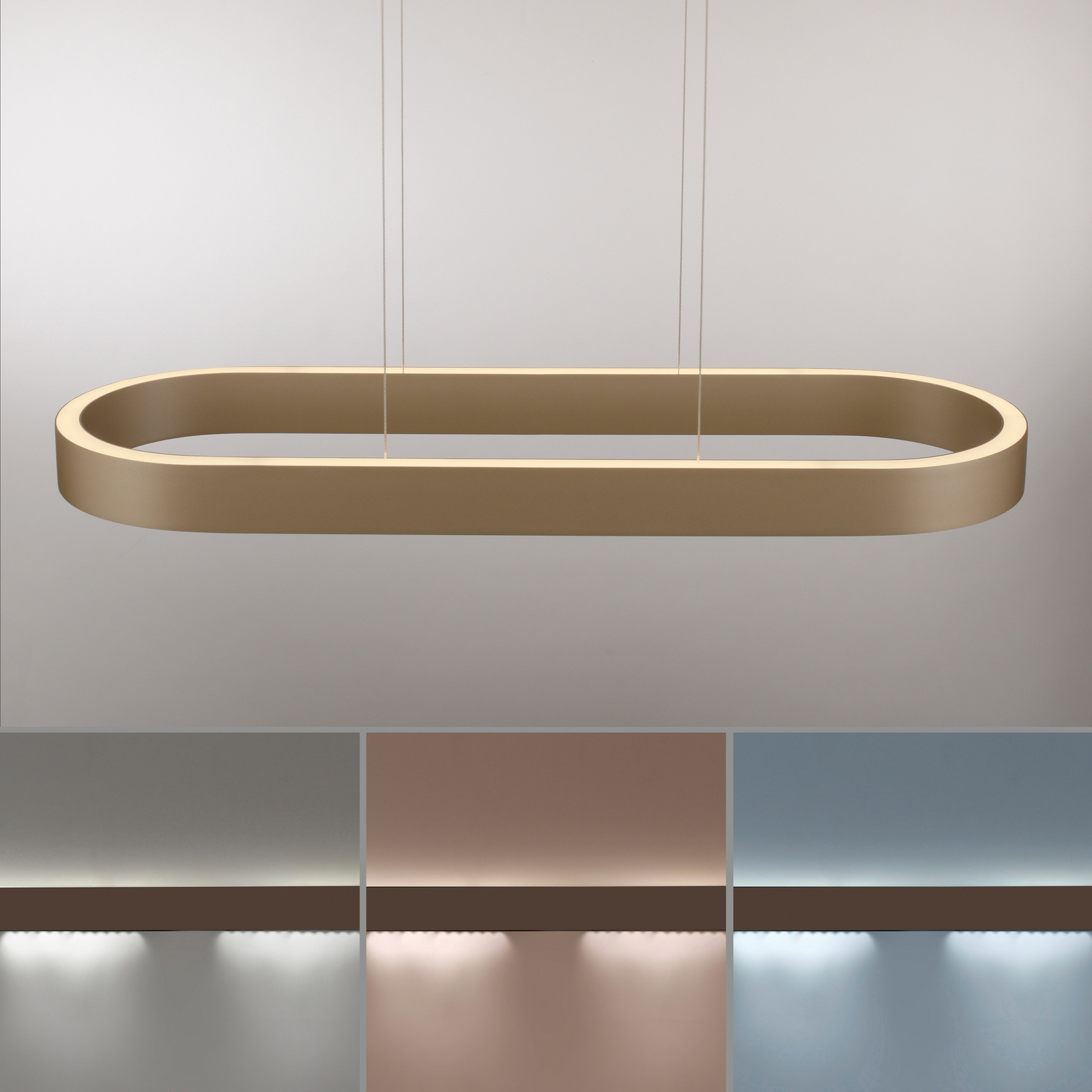 Lámpara colgante LED Q-Stretto de Paul Neuhaus, bronce, 86,8 cm