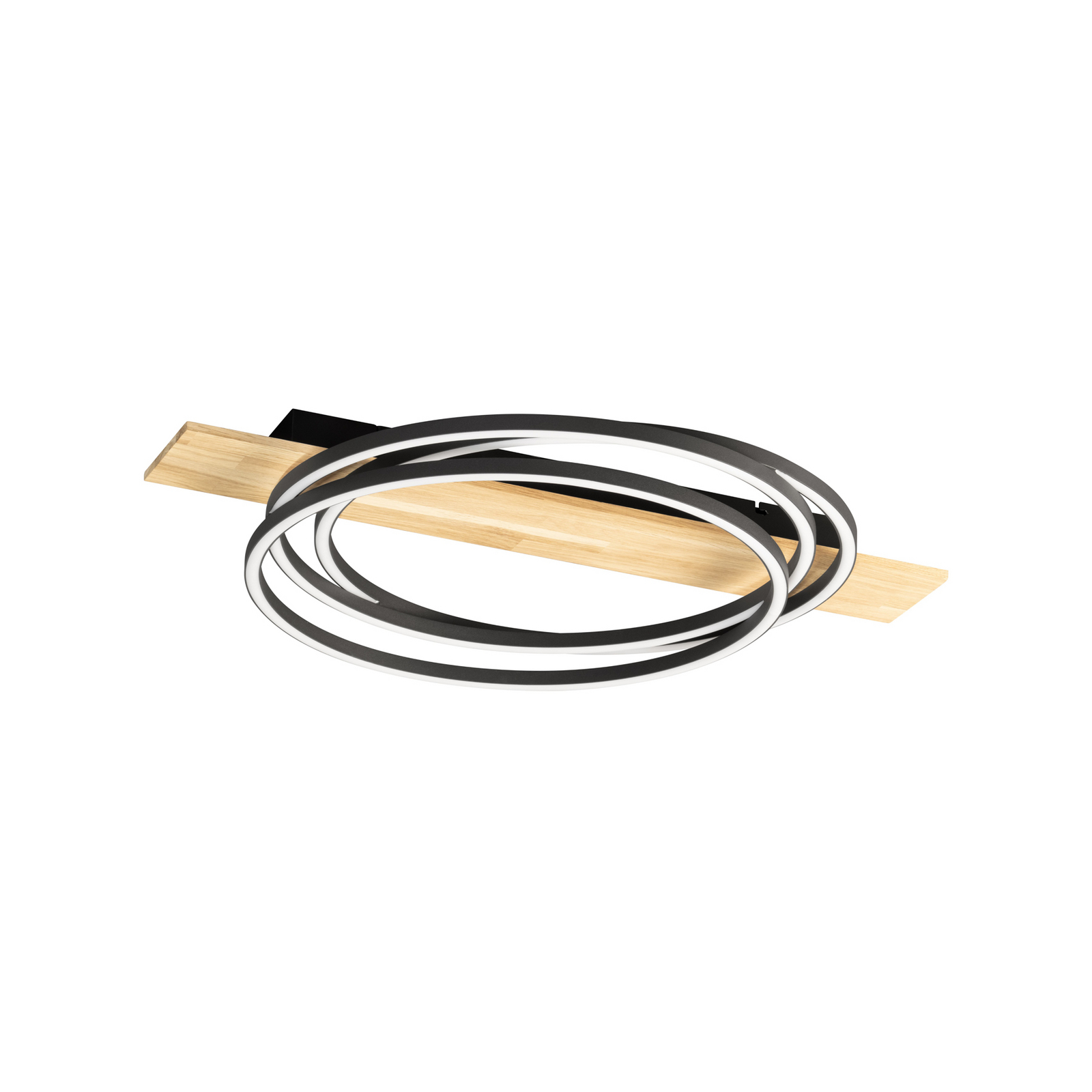 Plafonieră LED Marit, lungime 76 cm, negru nisip, metal/lemn