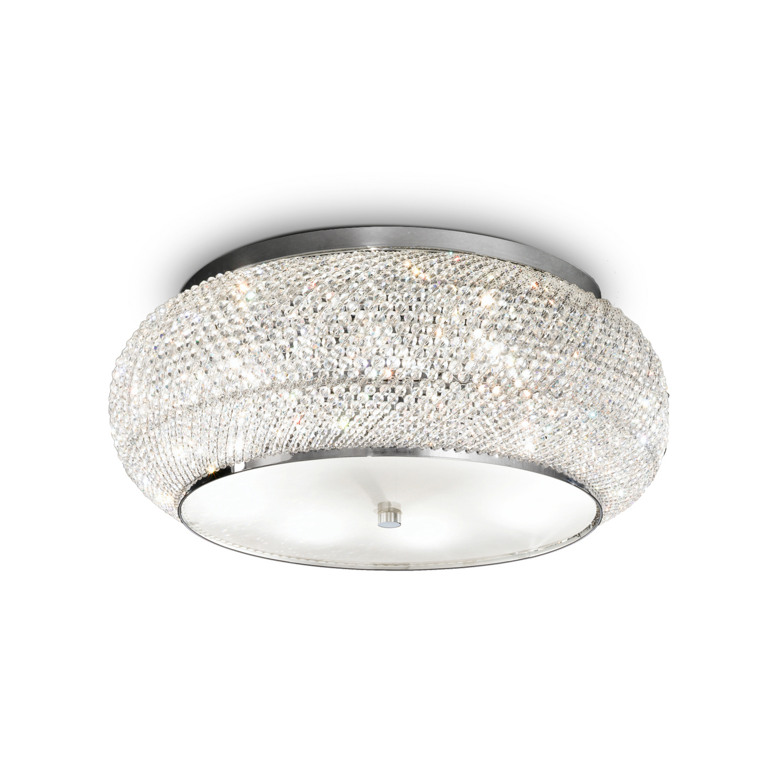 Stropné svietidlo IDEAL LUX Pasha, chrómová farba/číre, Ø 55 cm, sklo Stropné svietidlo IDEAL LUX Pasha, chrómová farba/číre, Ø 55 cm, sklo