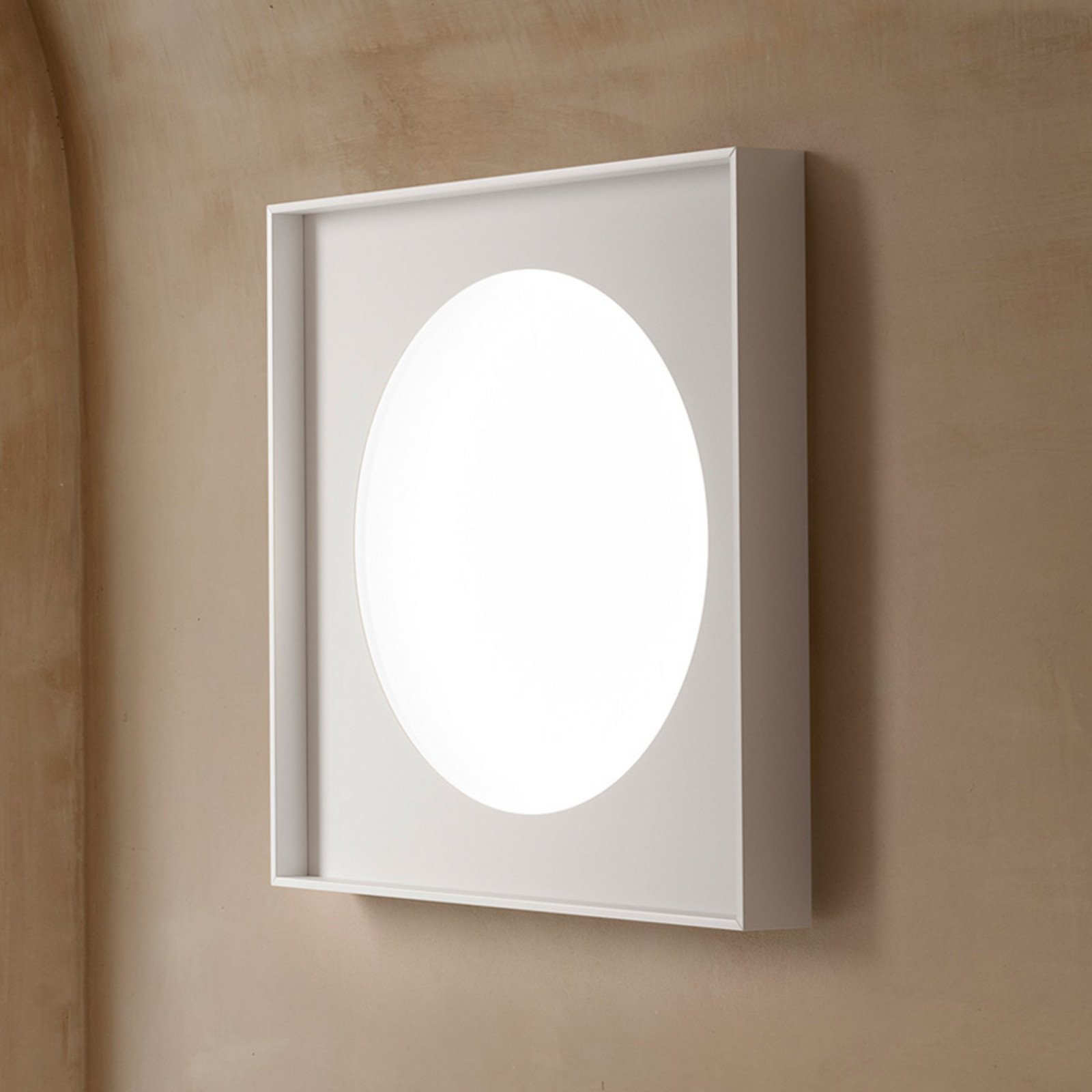 Luceplan Cassette LED lampă de perete cu LED-uri cu tăiere de fază 60x60cm - Camera de zi / sufragerie - design - alb mat - Metal