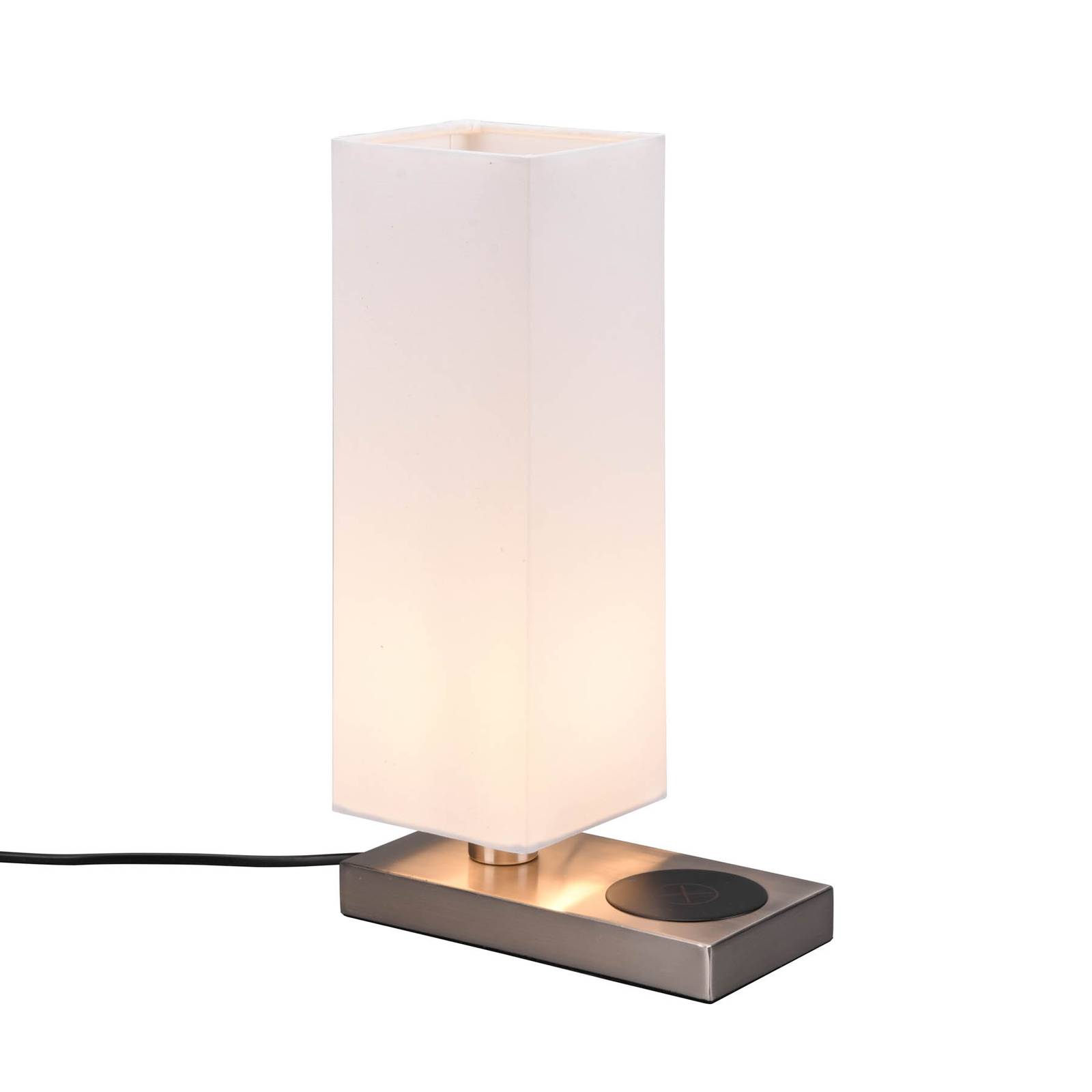 Ezüstszínű asztali lámpa vezeték nélküli töltővel (magasság 35 cm) Haley – Trio