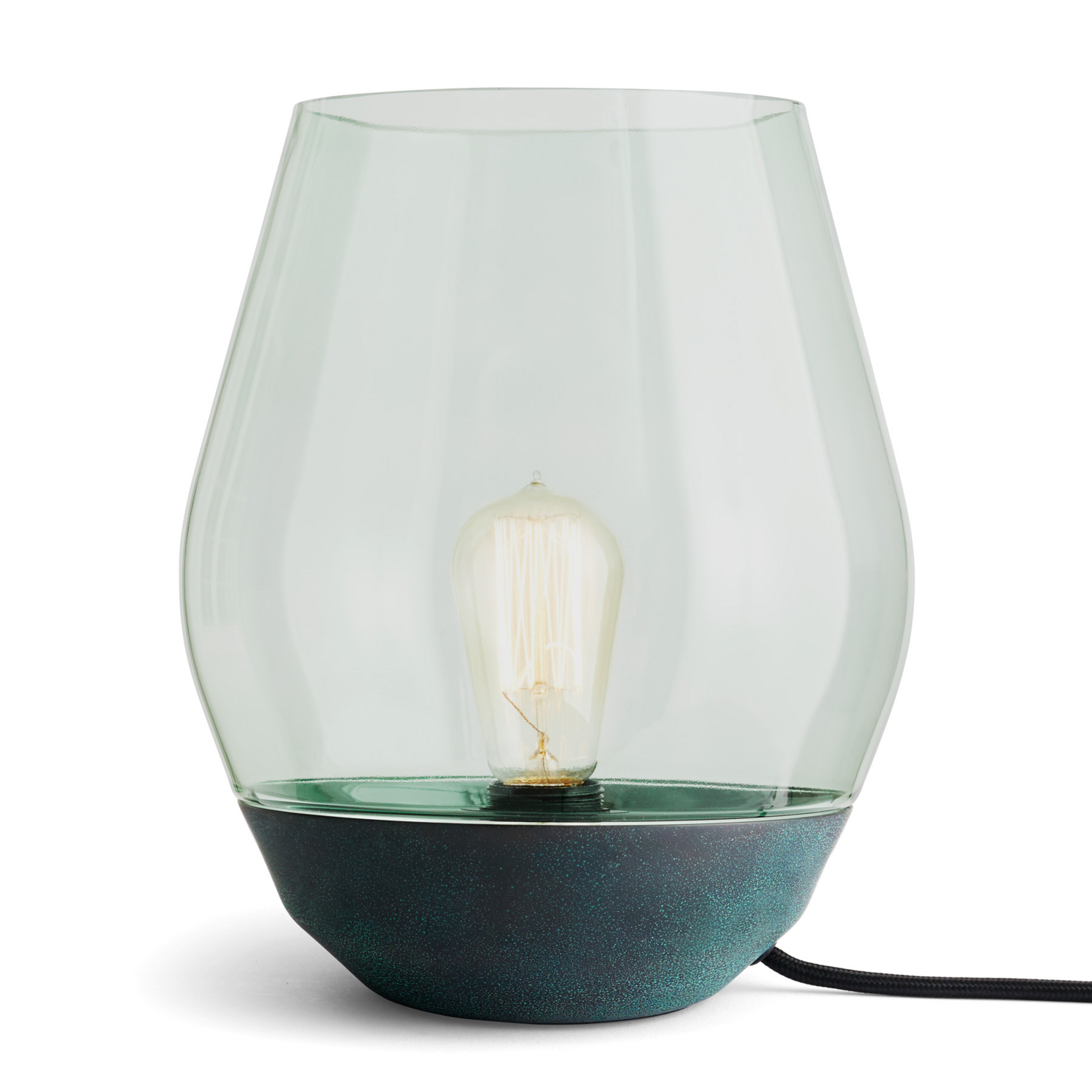 Bowl Table Lamp Verdigrised Copper/Light Green Glasss - New Works