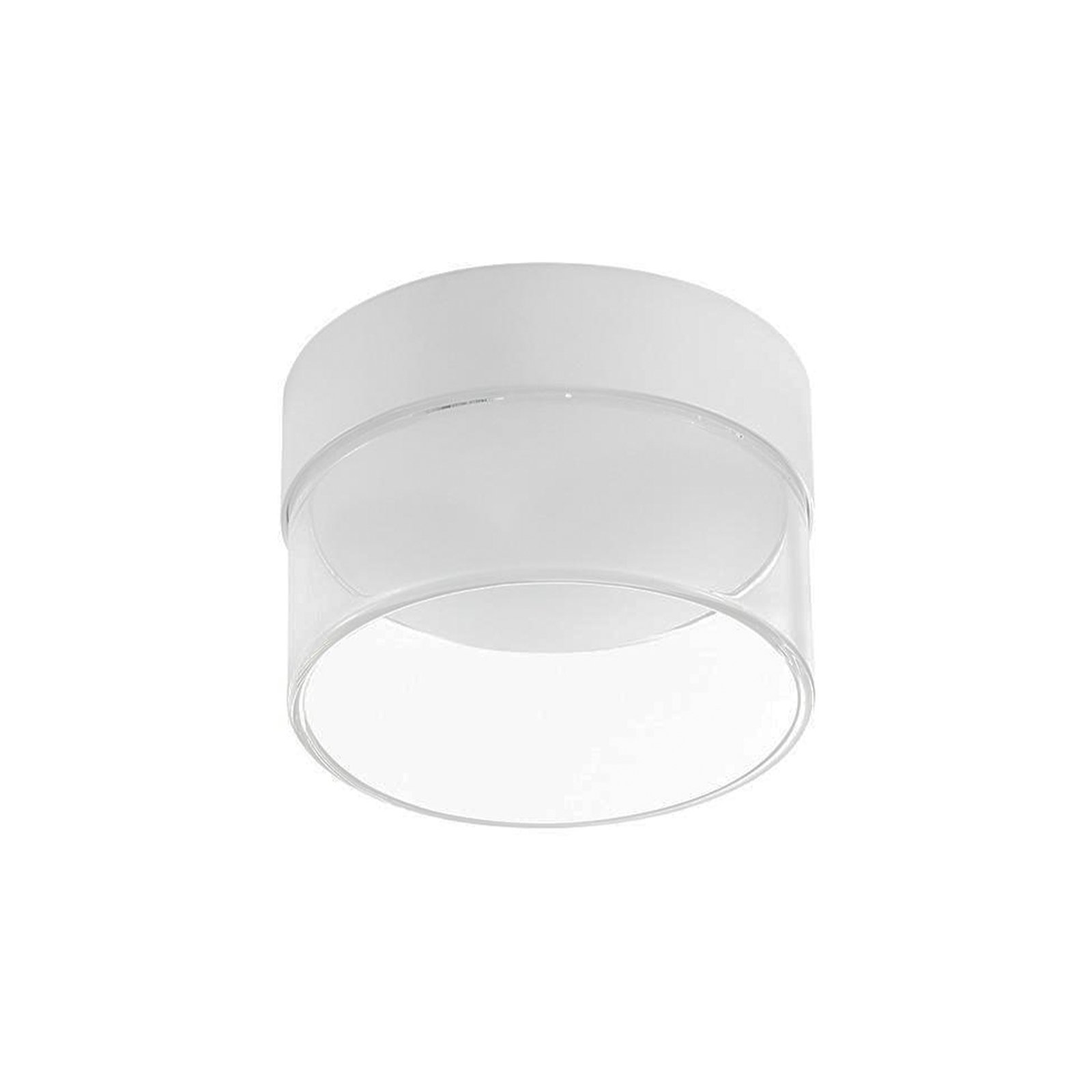 Stropní svítidlo Crumb LED, bílé, Ø 10,4 cm, železo, sklo