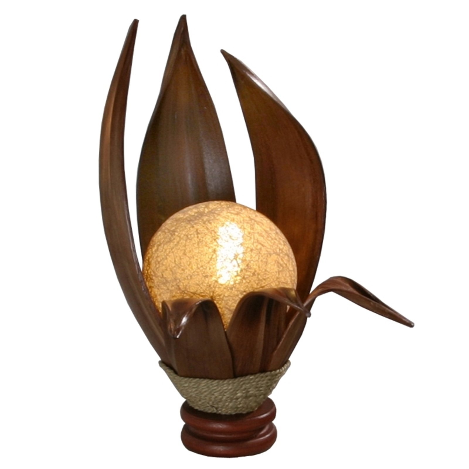 Lámpara de mesa Karima, hojas de coco endurecidas