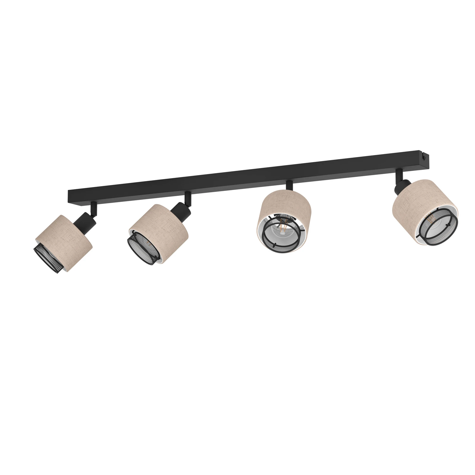 Rosley plafondspot, lengte 75 cm, zwart/natuur, 4-lamps,