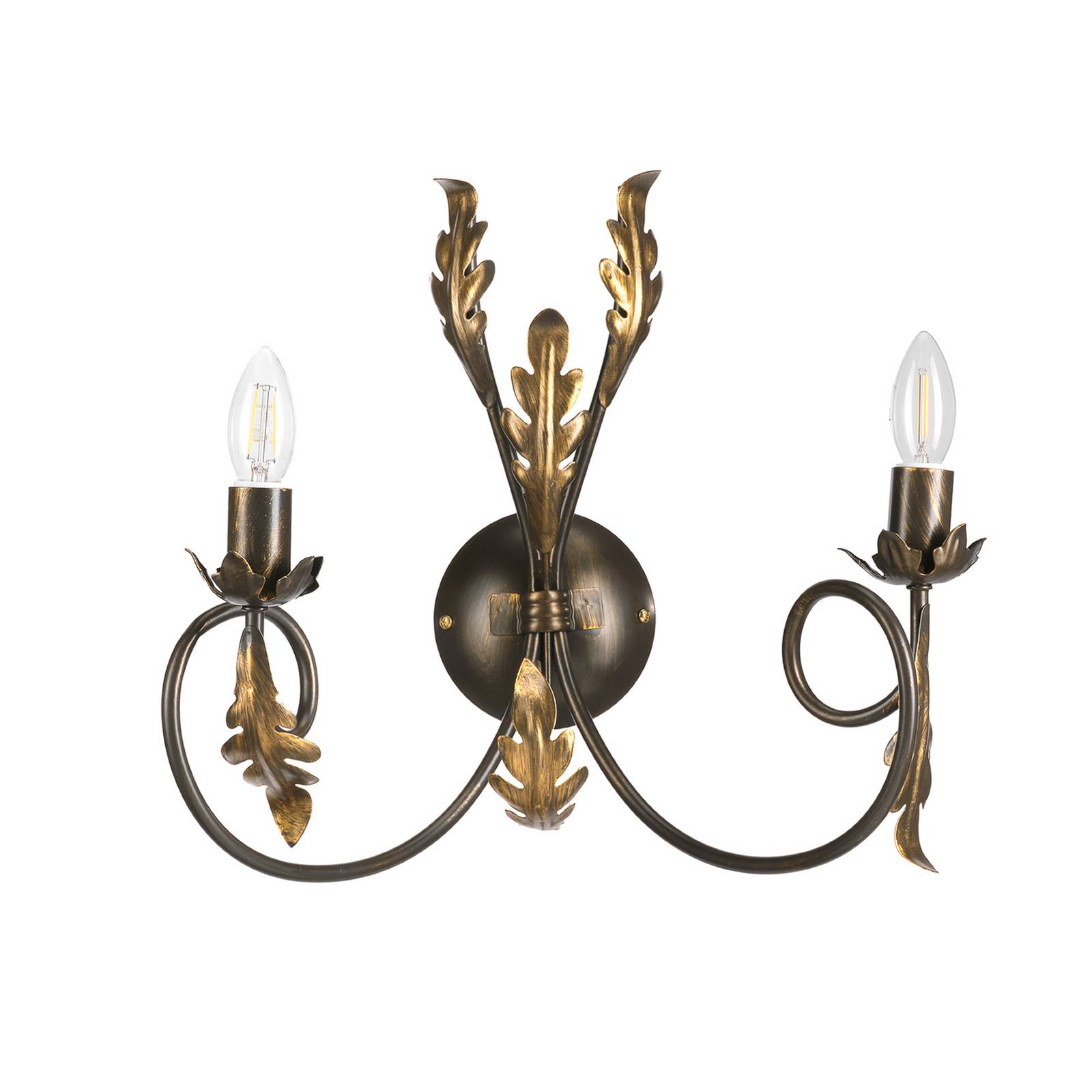 Wandleuchte Gretel, 2-flammig, bronzefarben, Metall, E14