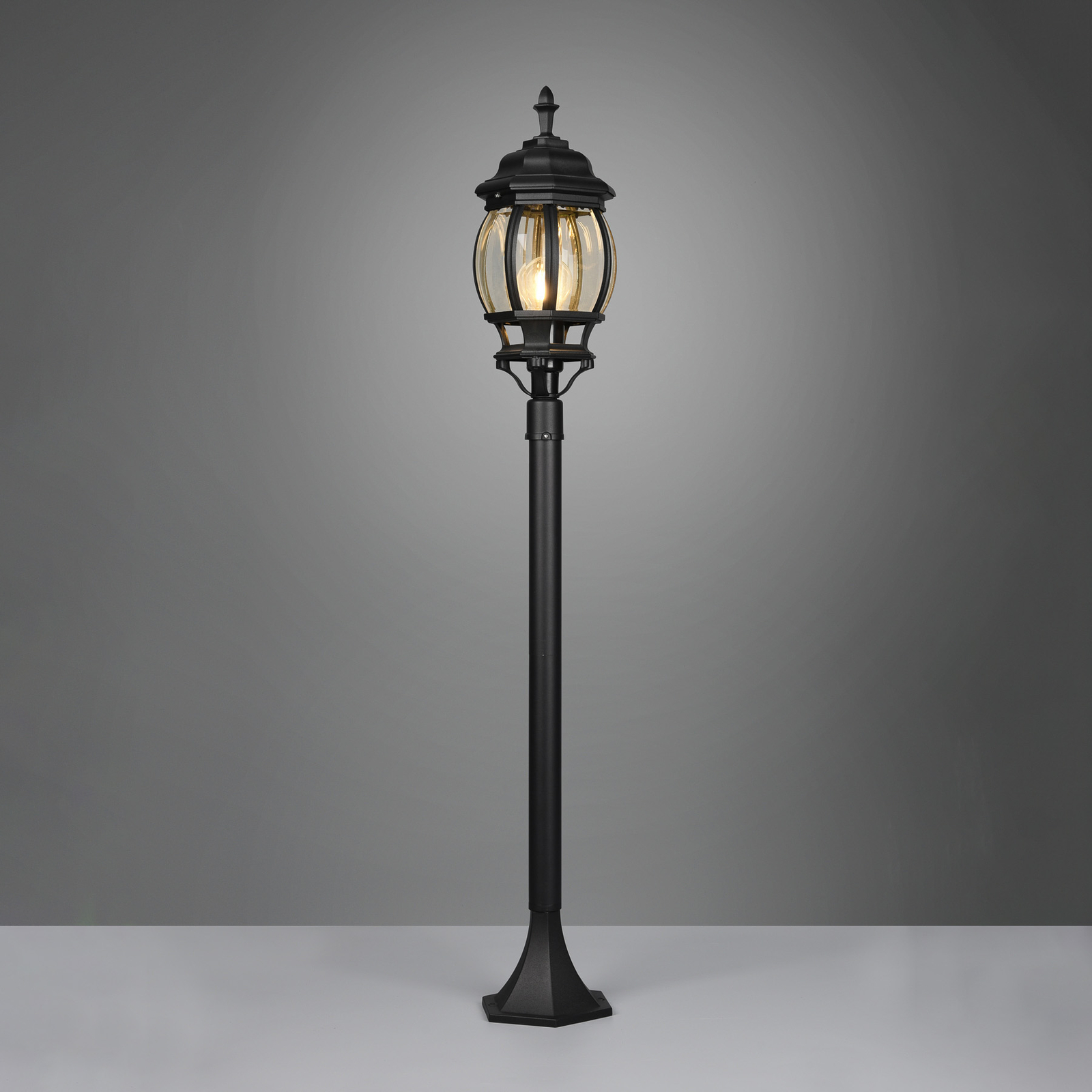 Lampione Elvo, nero opaco, altezza 100 cm, alluminio