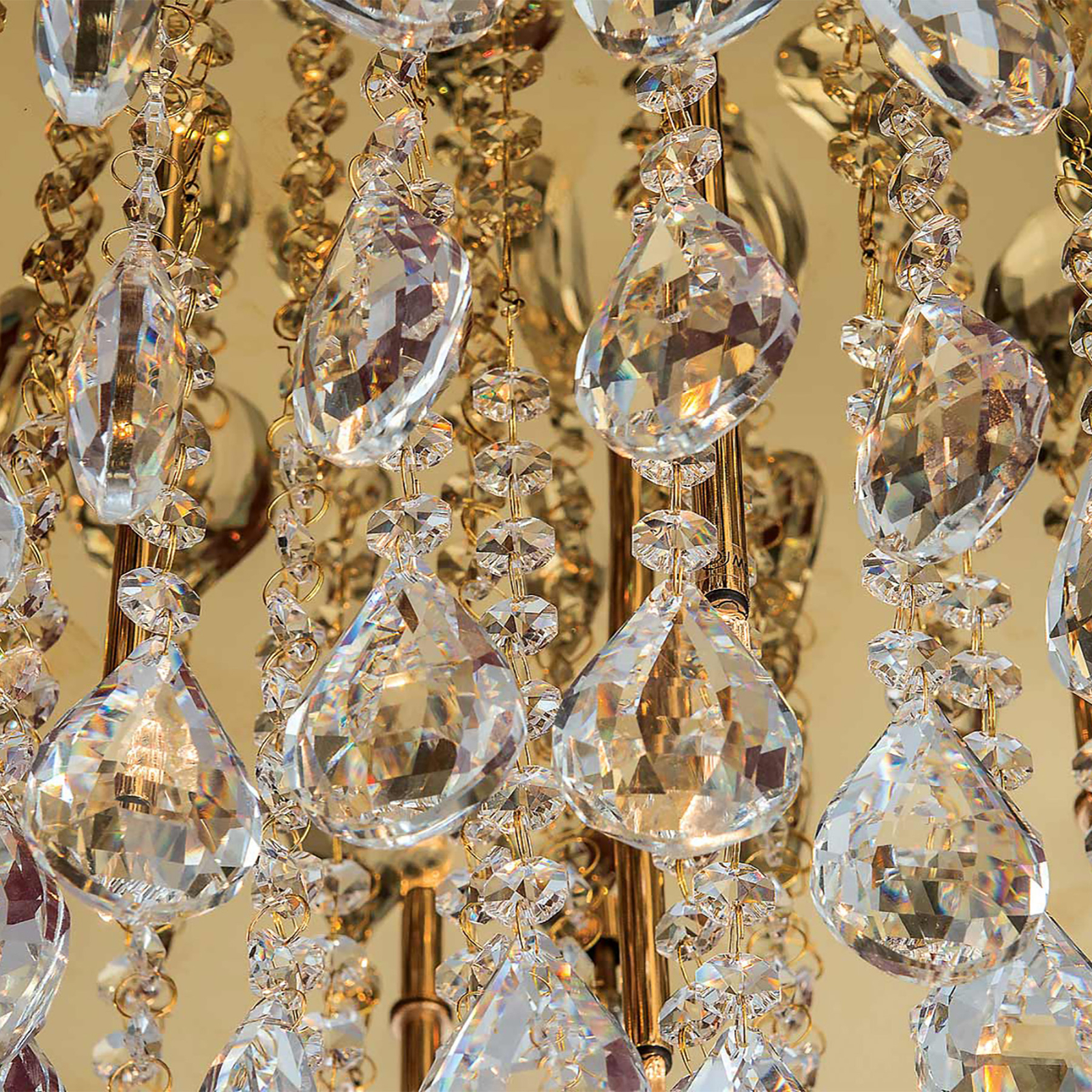 Celeste ceiling lamp with K9 crystals, Ø45cm, gold