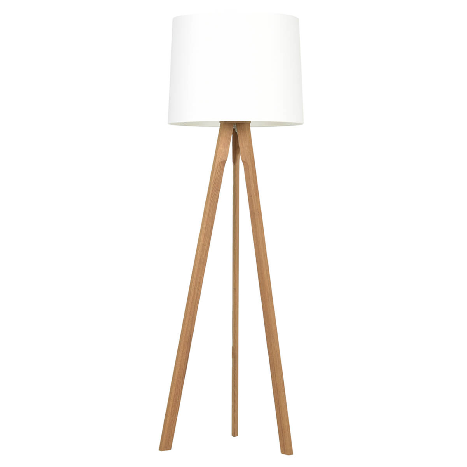 HerzBlut Tre gulvlampe trebeinet med solid tre Gulvlampe i solid naturlig tre og med hvit lampeskjerm