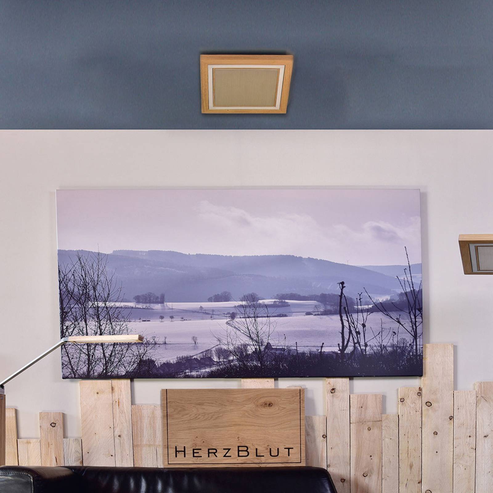HerzBlut Otto O lampa sufitowa kwadrat dąb