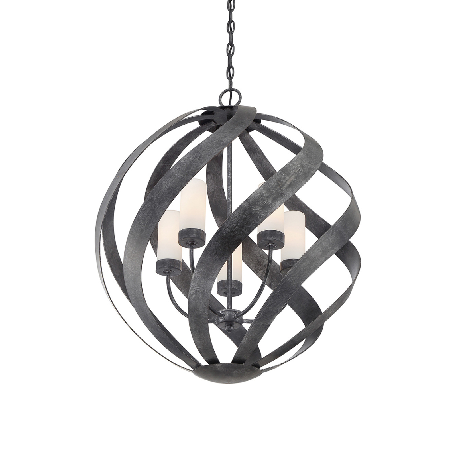 Candeeiro suspenso Blacksmith Ø66 cm, preto, 5 lâmpadas, IP44 - Elstead
