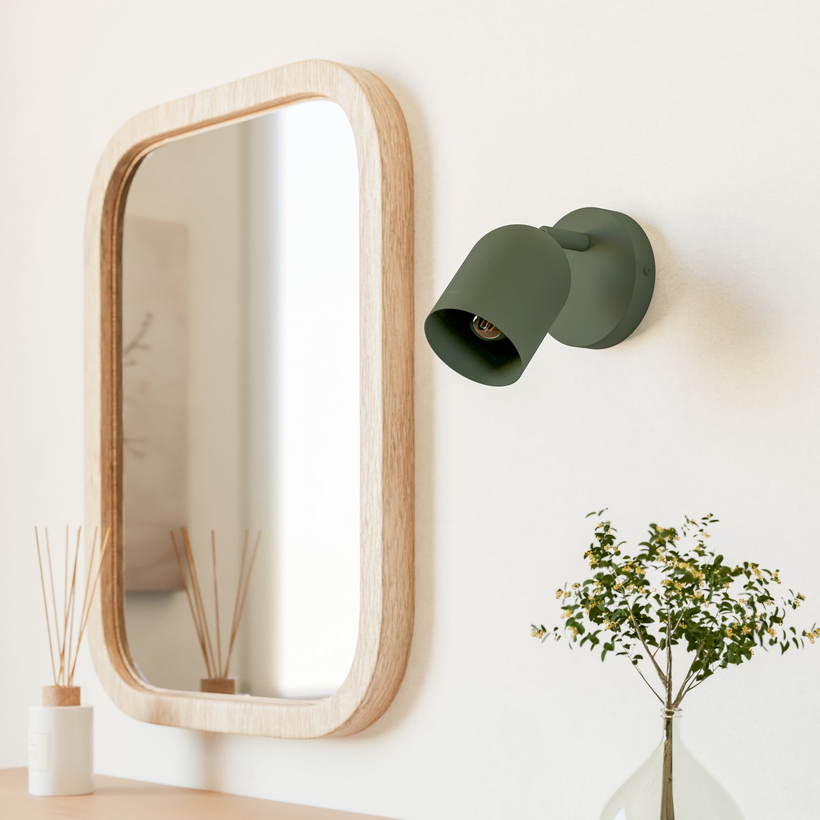 Wandstrahler Tilston, dunkelgrün, Ø 9 cm, Stahl, E14 Wandstrahler Tilston, dunkelgrün, Ø 9 cm, Stahl, E14