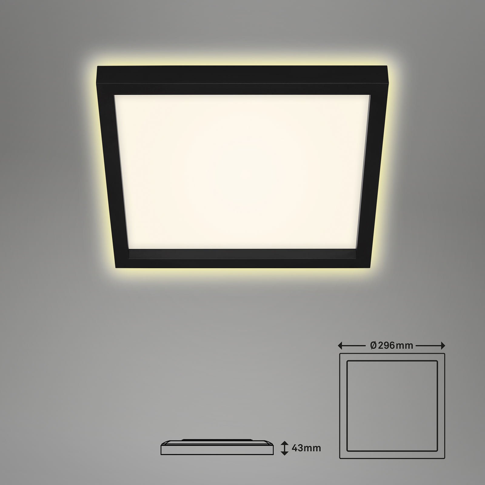Plafoniera LED 7362, 29 x 29 cm, nero
