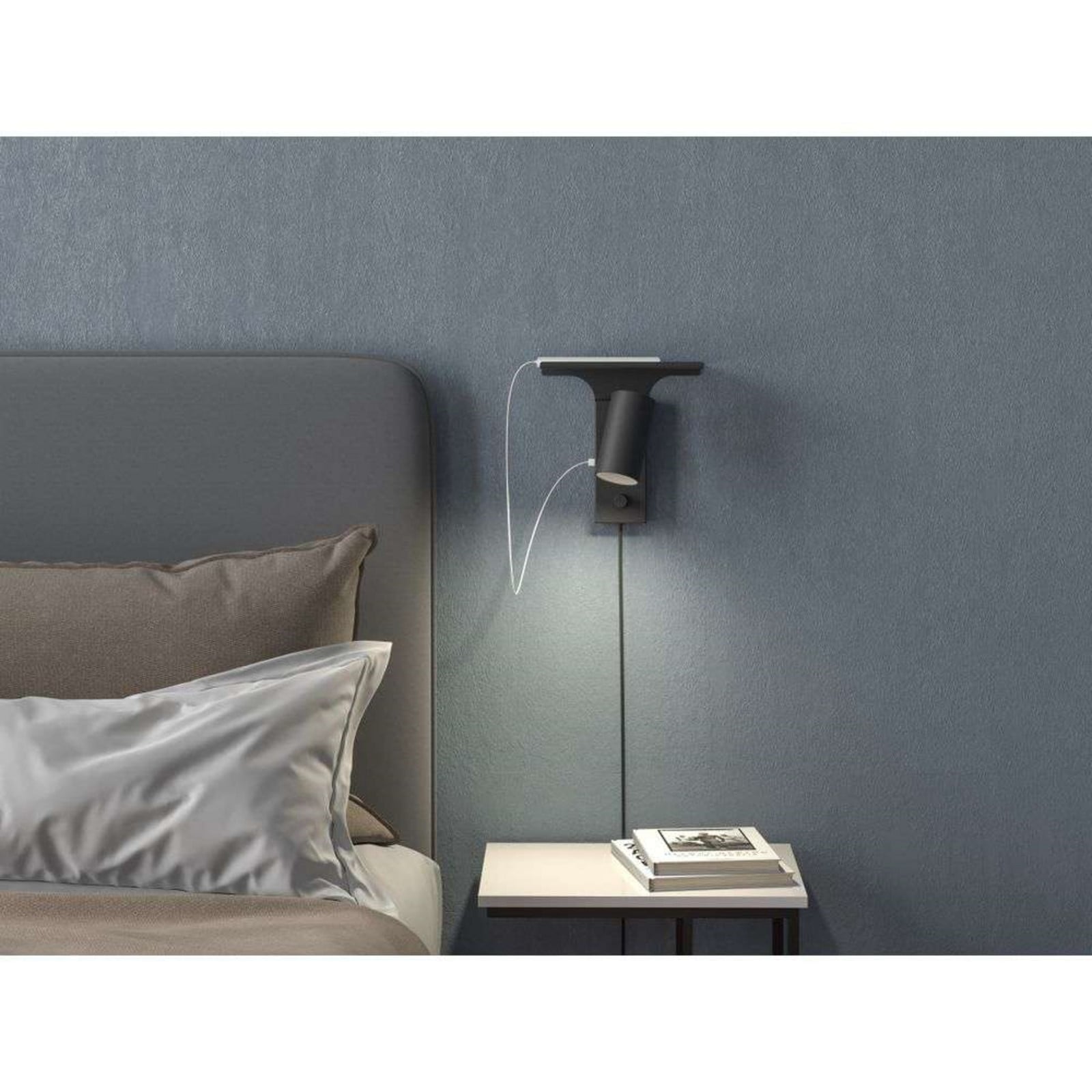 Tyson USB V&auml;gglampa Left Black Belid - Vardagsrum - Metall