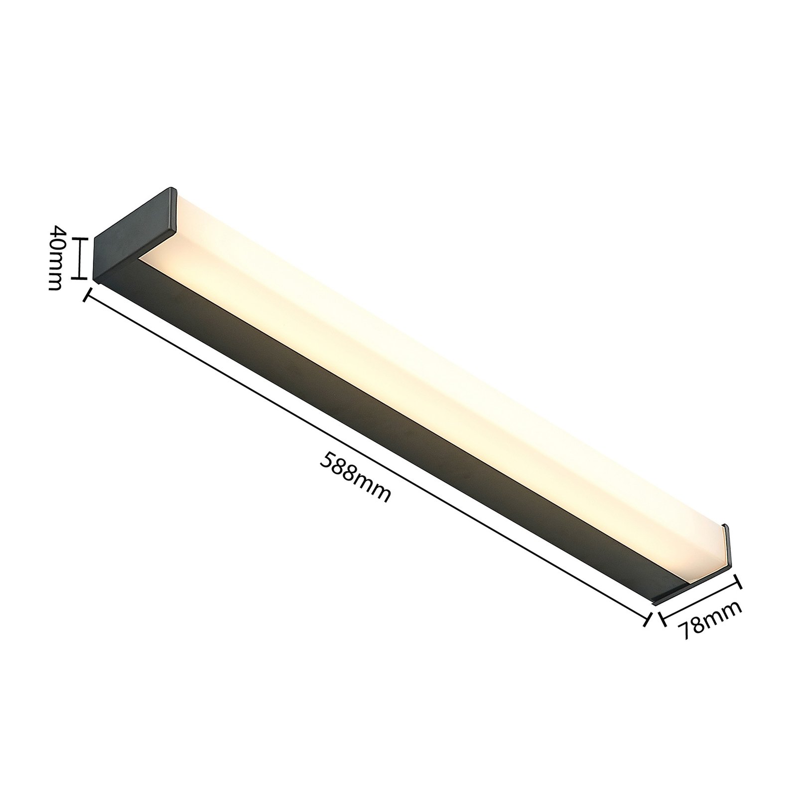 Ulisan LED Aplique de Pared IP44 L58,8 Matt Black/White - Lindby