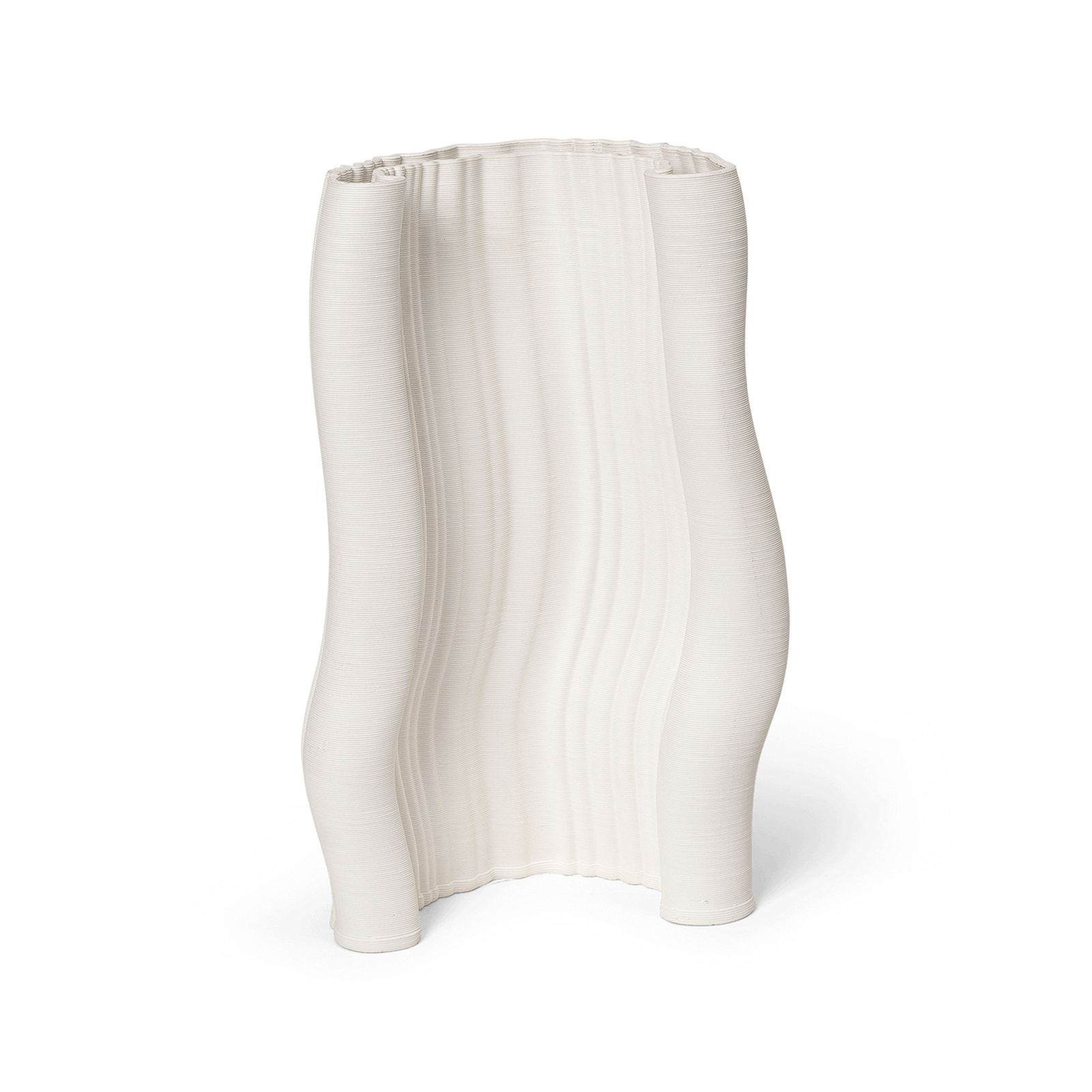 ferm LIVING Jarrón Moire, blanco, altura 30 cm, arcilla