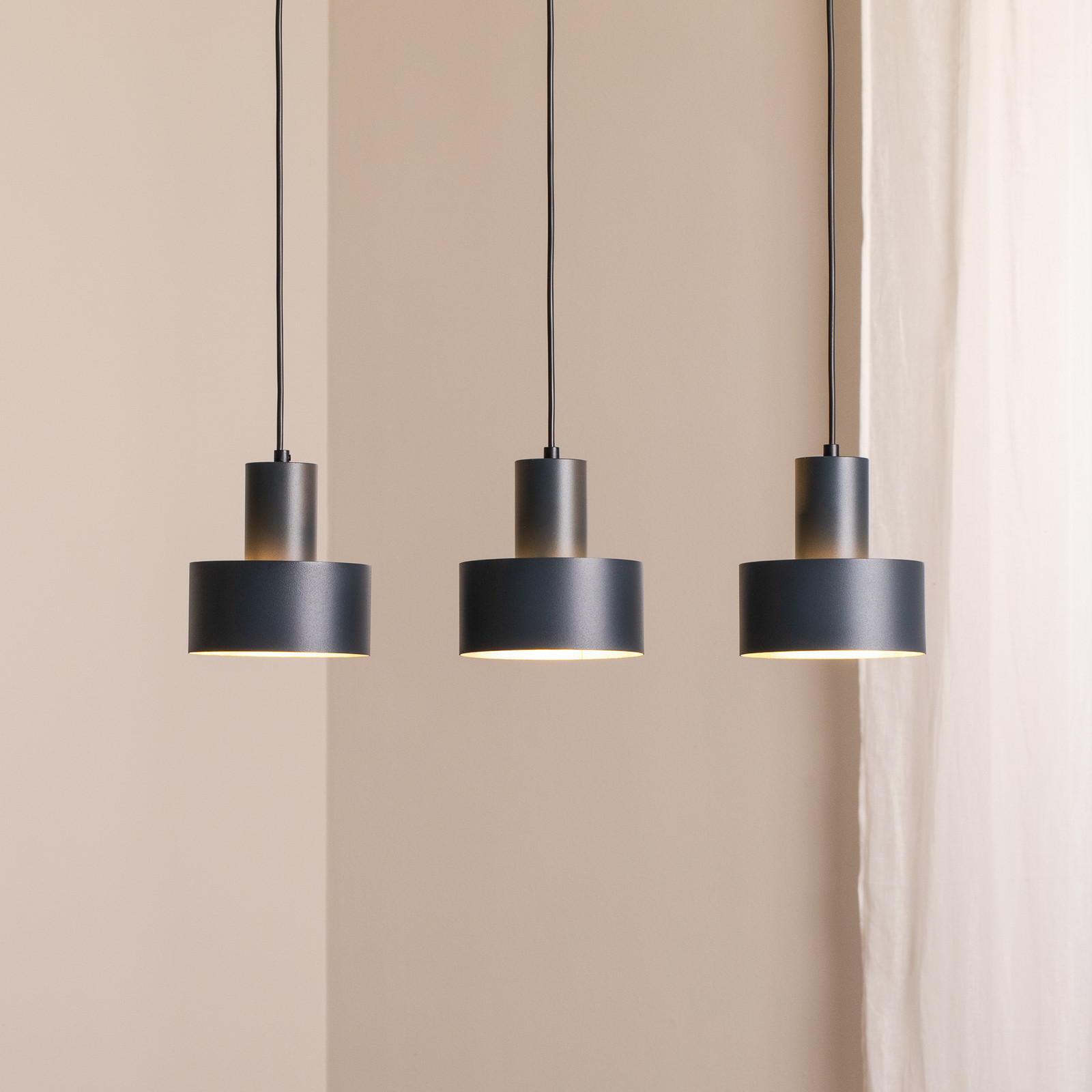 SIGMA Lampă suspendată Rif 3 antracit 3 becuri liniară oțel - Camera de zi / sufragerie - Modern - Metal