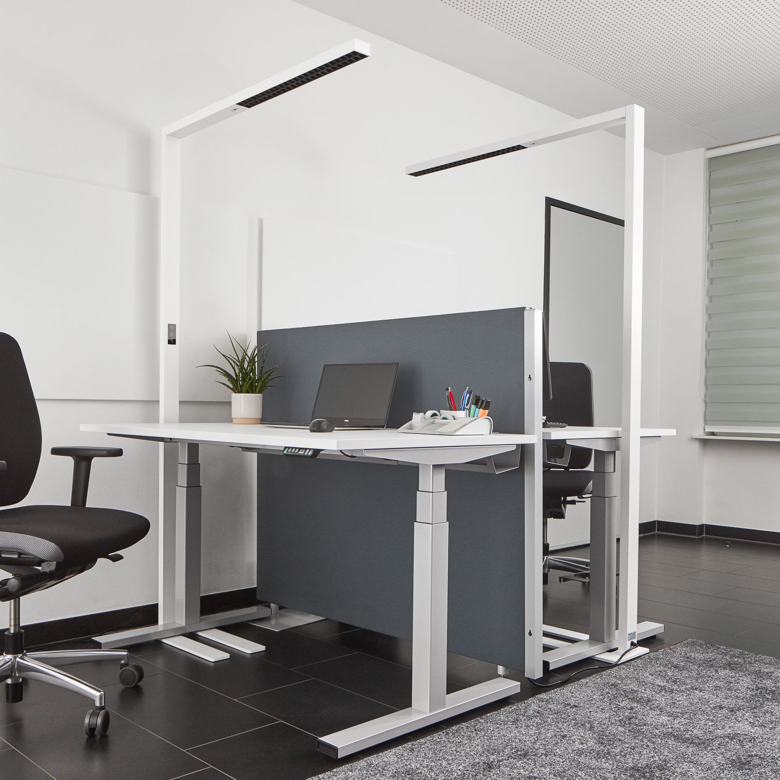 Arcchio LED office floor lamp Jolinda, white, metal, sensor