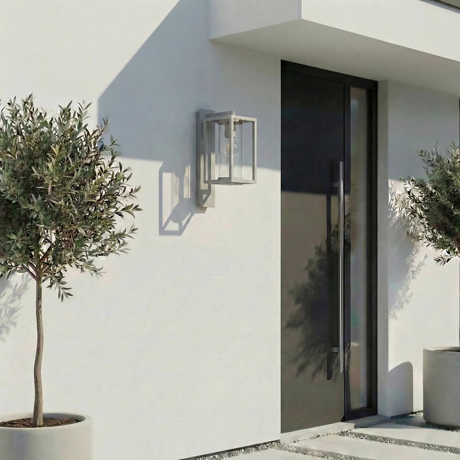 Ferda vanjska zidna svjetiljka, E27, IP44, siva, staklo - Lucande